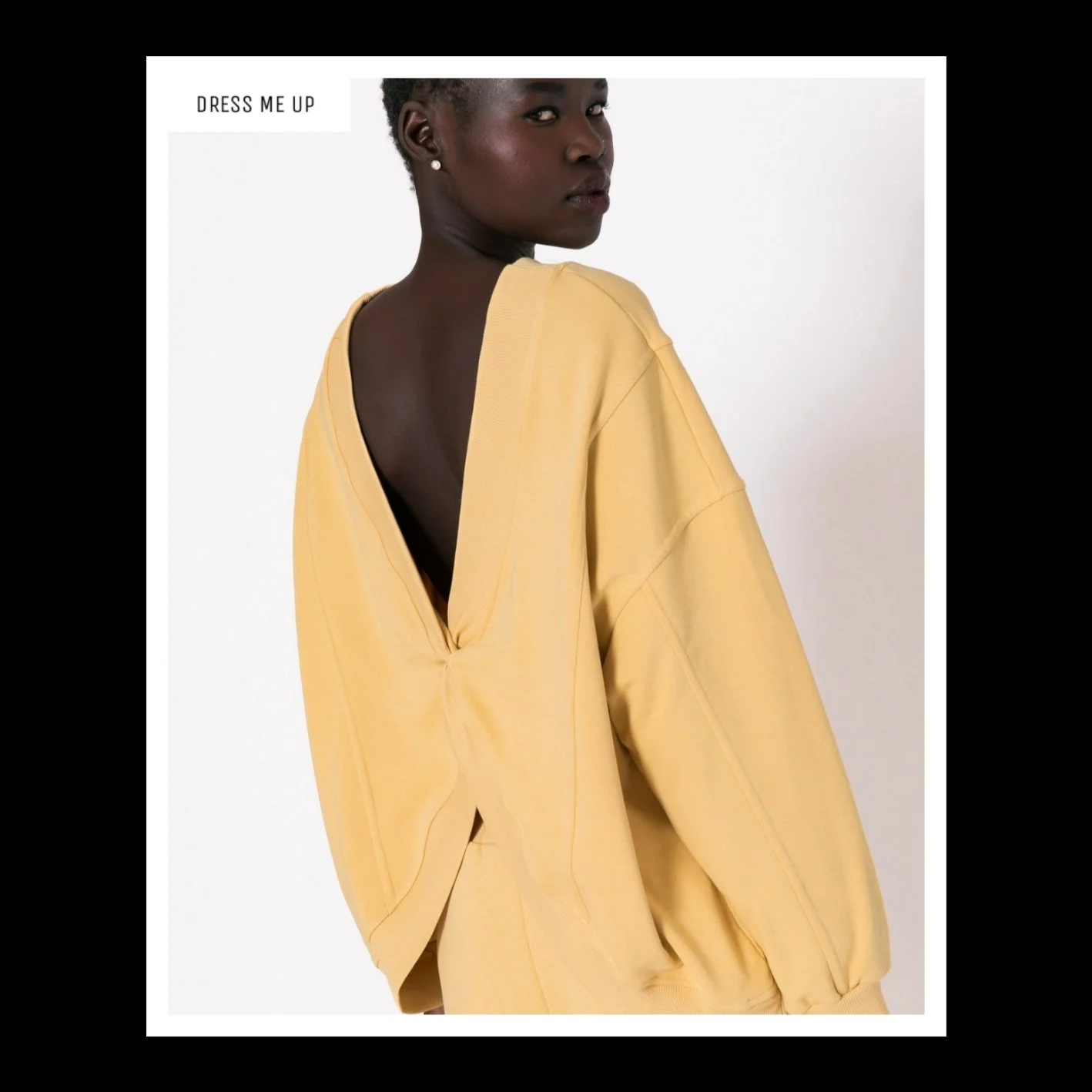 Σετ φούτερ αχνούδιαστο μπλούζα με άνοιγμα στο πλάι - Παντελόνι ψηλόμεσο με άνοιγμα στο πλάι Yellow