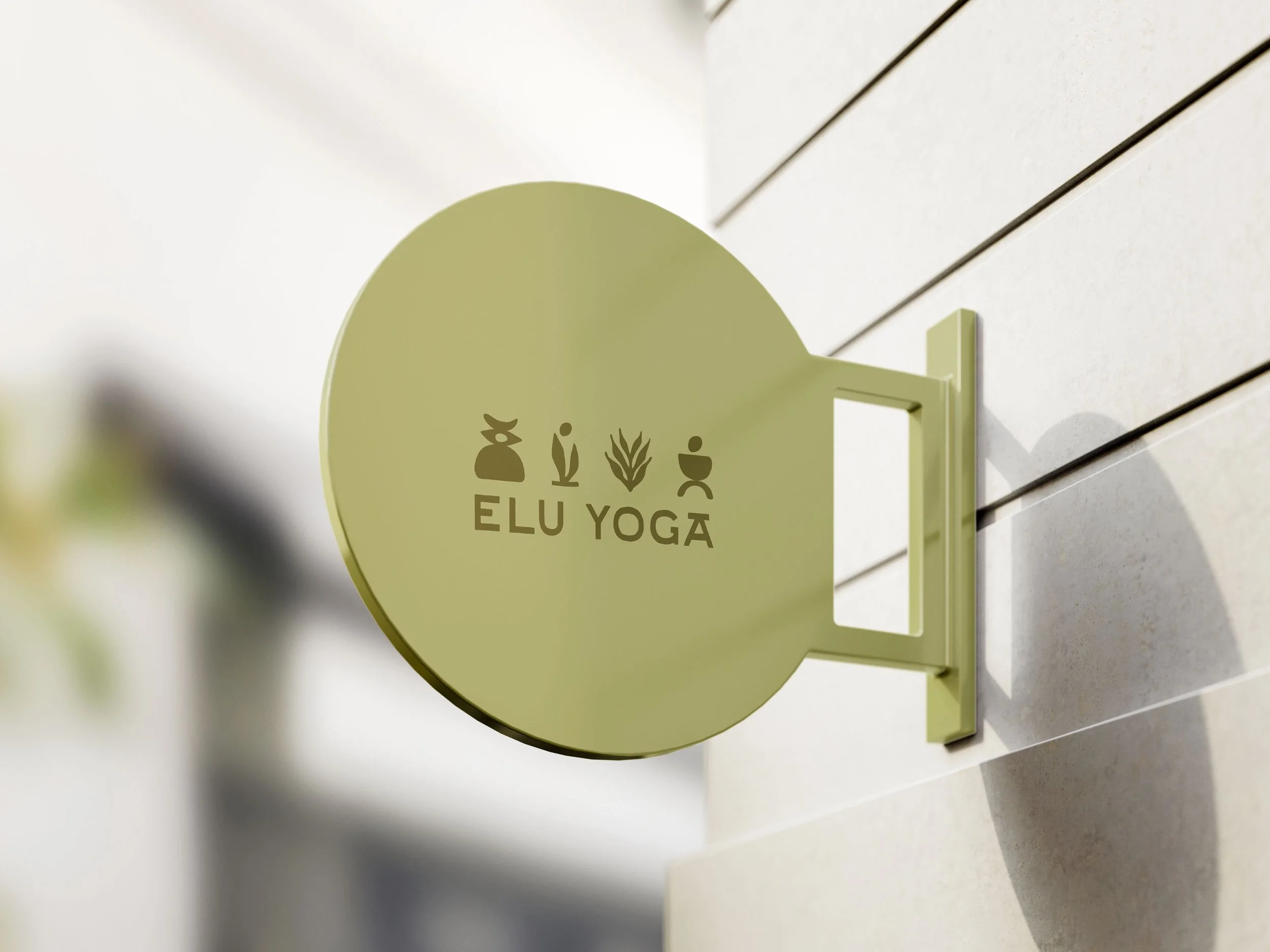 Minimalist yoga studio logo signage design for Elu Yoga created by S.B-Studio in Tacoma.