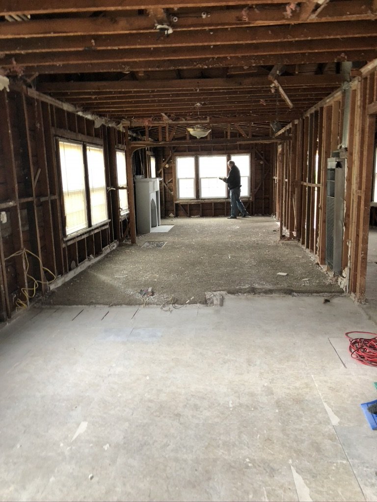 interior main view facing the front elevation before and after