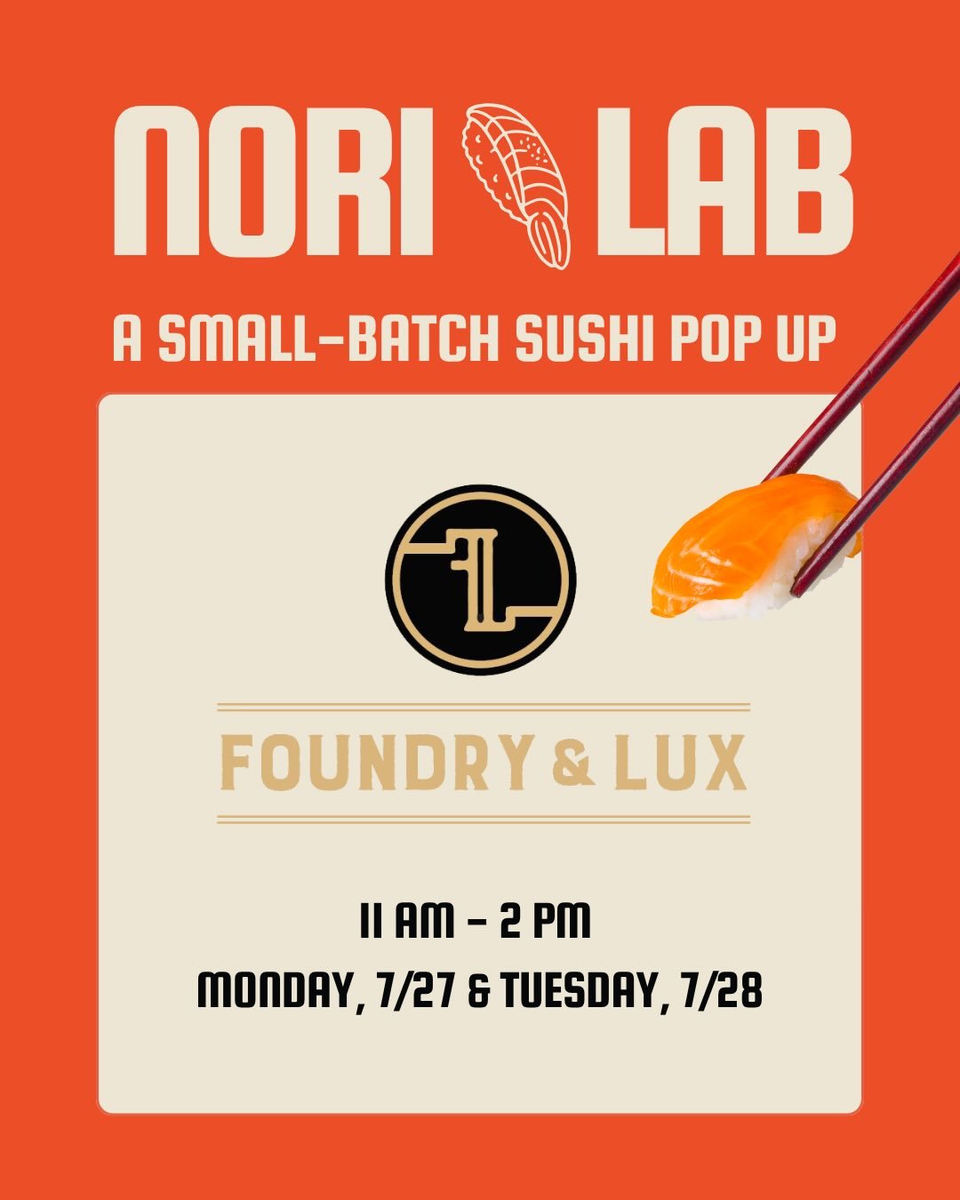 T -30 minutes until our Sushi pop up is ON!  See you soon 🫶