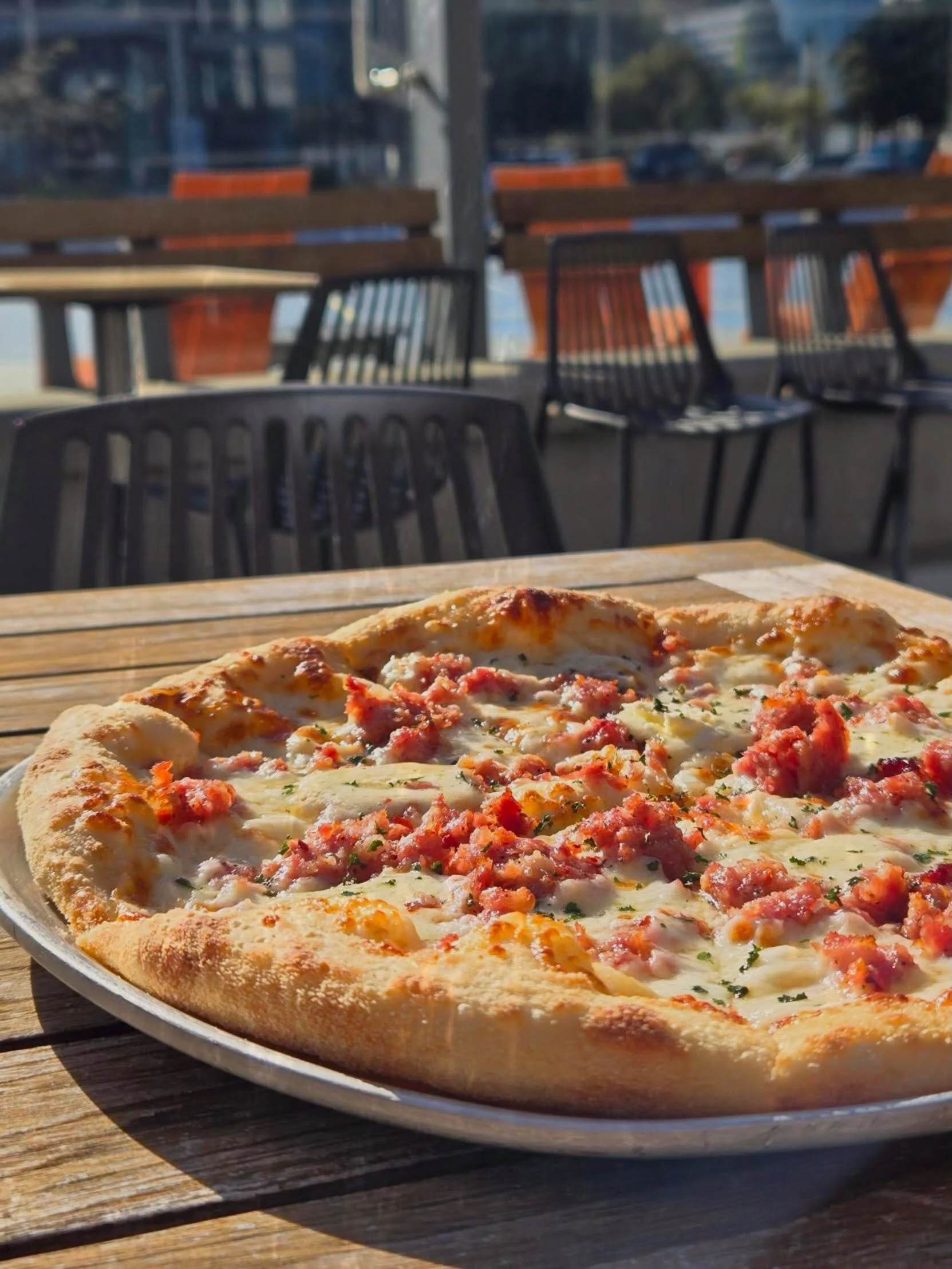 Comin&rsquo; in Hot! Our newest addition to the menu! Sweet Heat 🍕 olive oil,mozzarella, italian sausage, mascarpone, honey, crushed peppers &amp; parsley! 🔥🔥🔥🔥🔥🔥