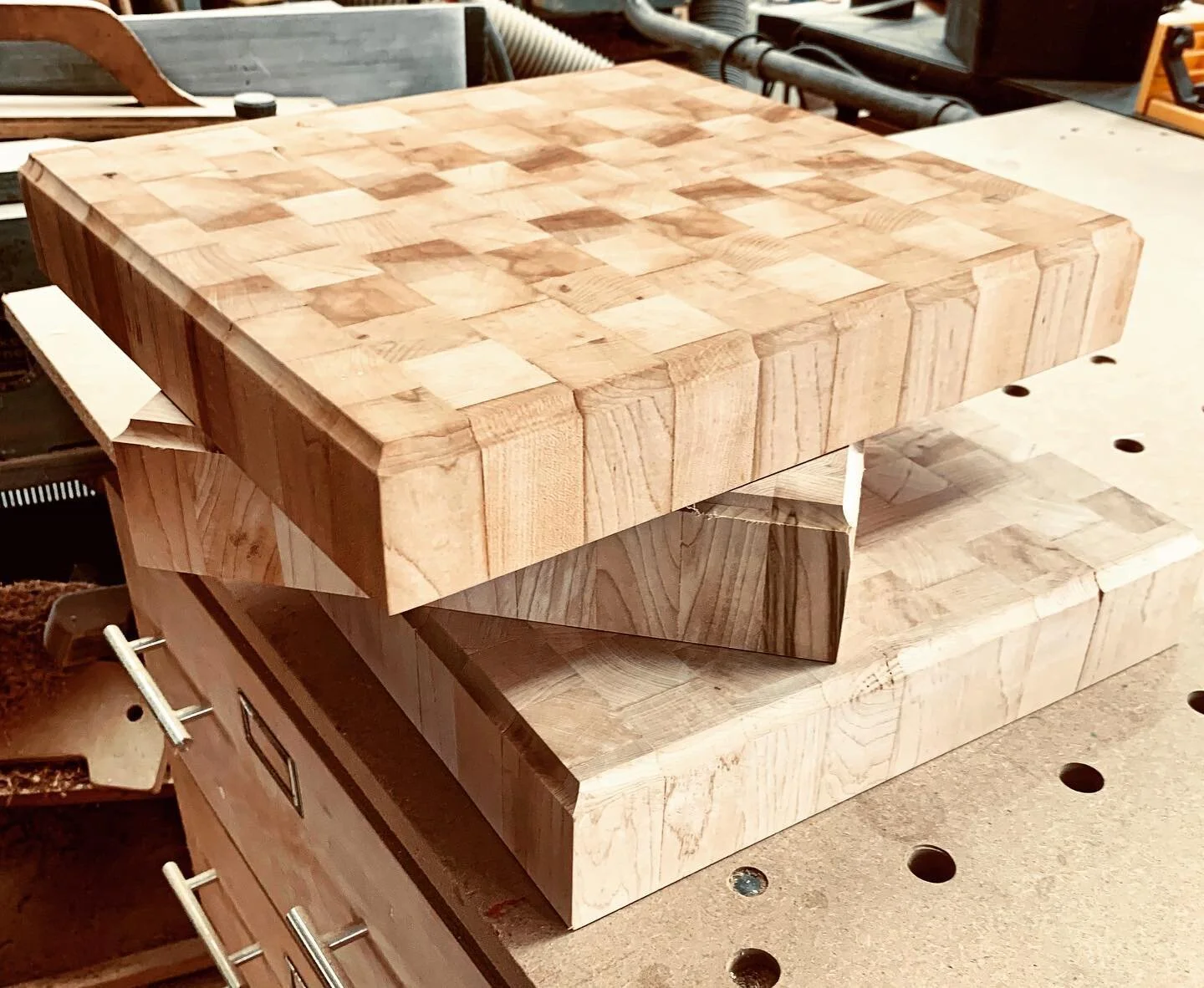 ▪️ Old workbenches transformed into high-end butcher blocks
 
Traditional construction made from rock maple that was salvaged from old workbenches no longer being used.
 
These are unfinished but will be sanded &amp; finished with butcher block condi