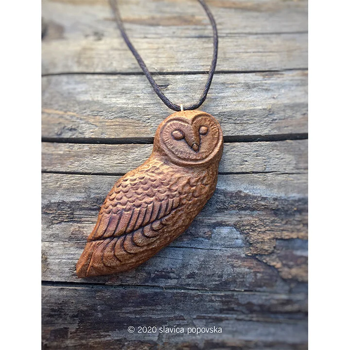 Barn Owl Pendant, Wooden Pendant