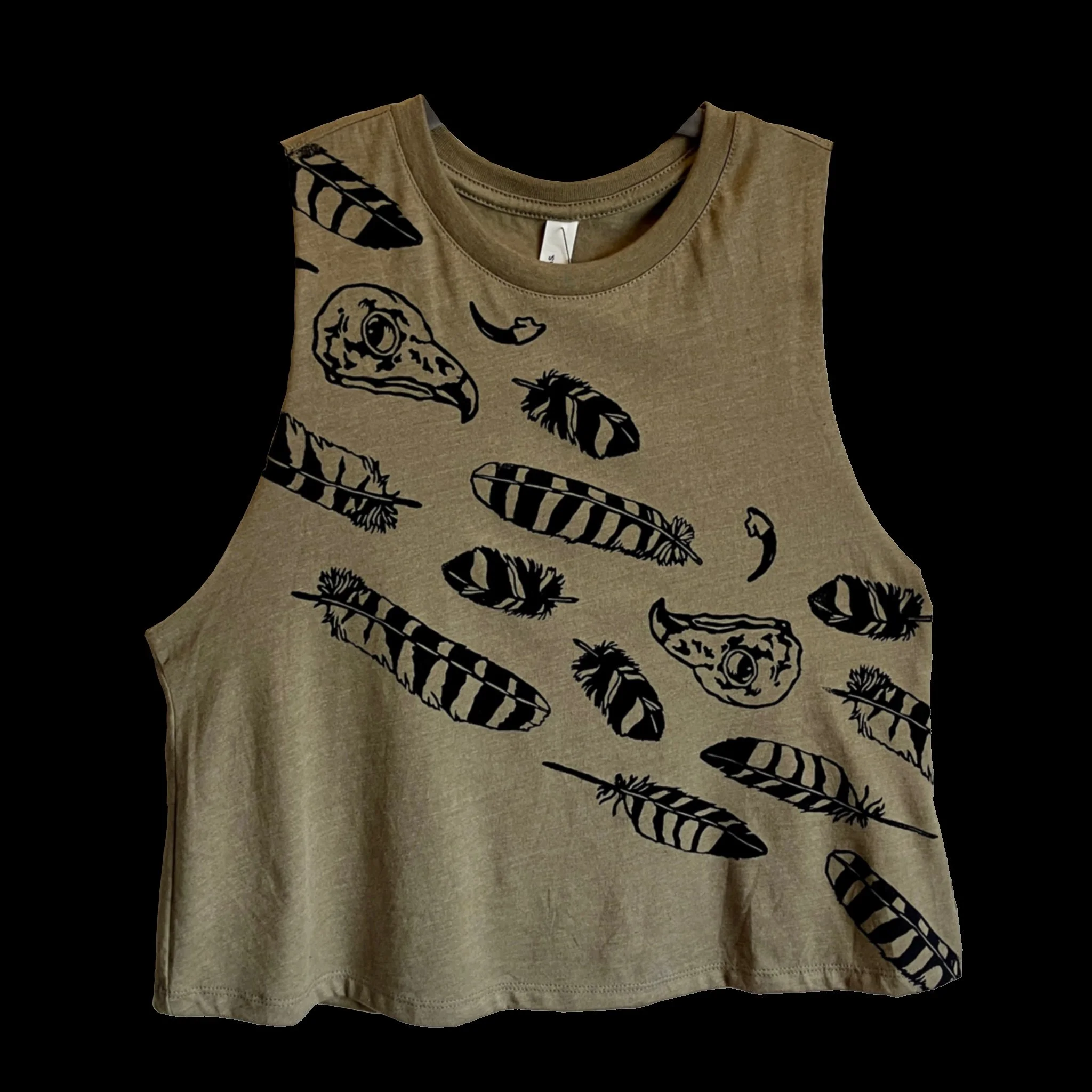 Owlish Shorty Racerback in Heather Olive, Medium