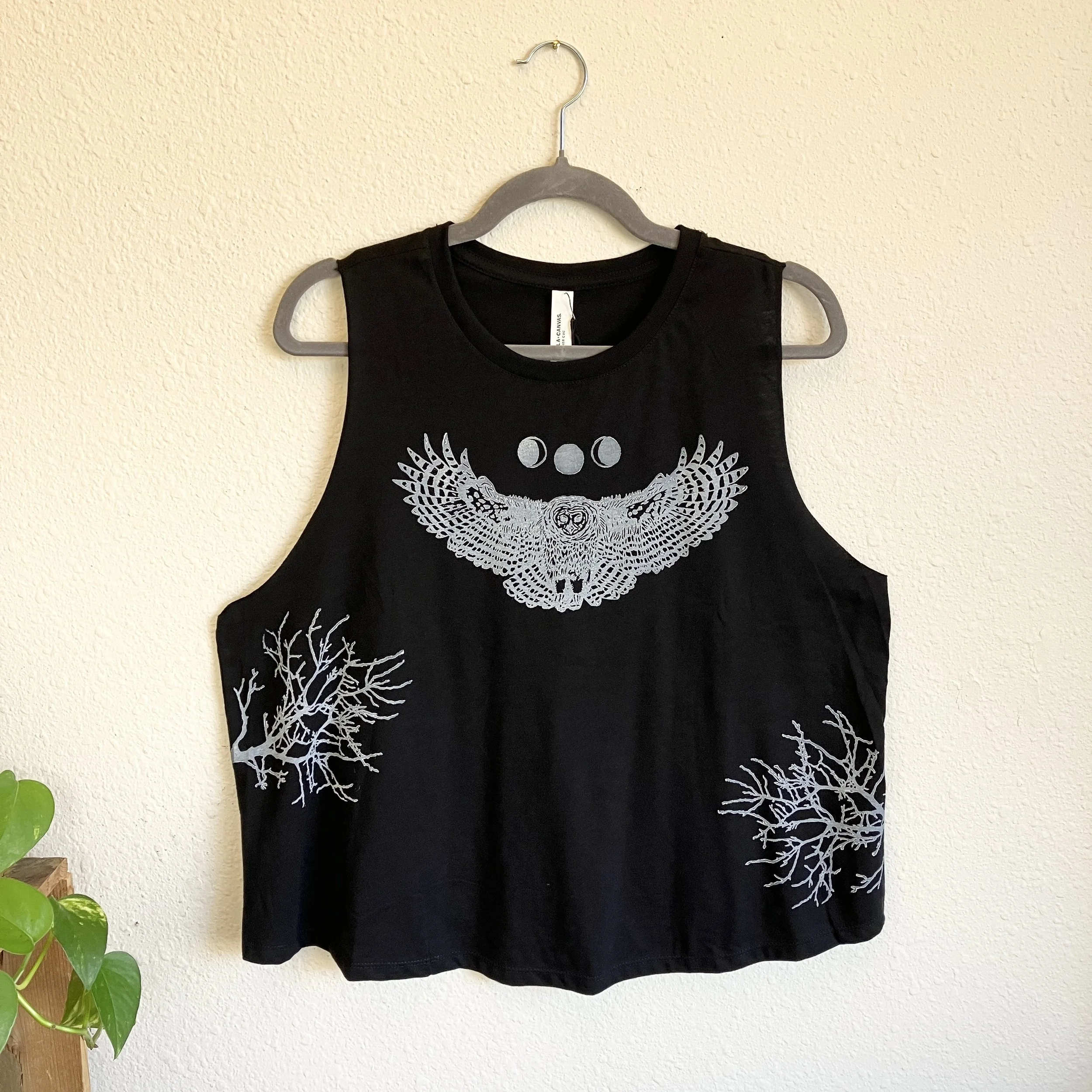 Barred Owl Shorty Racerback in Black, XL