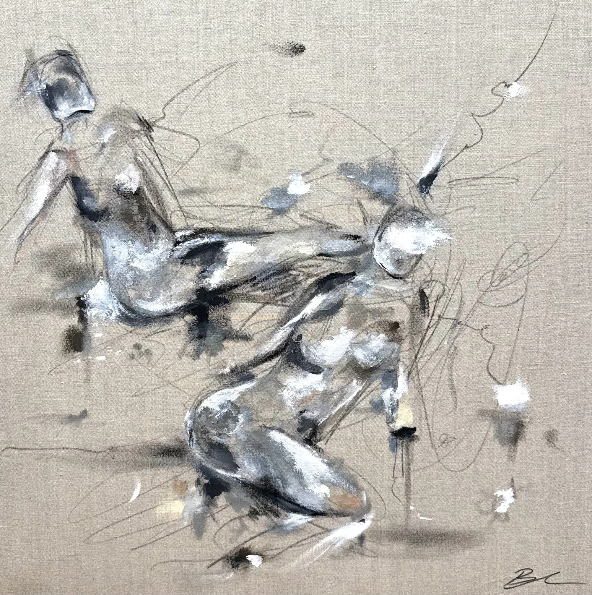 Faceless no.67, acrylic and mixed media on linen, 30x30 inches, Brittney Ciccone