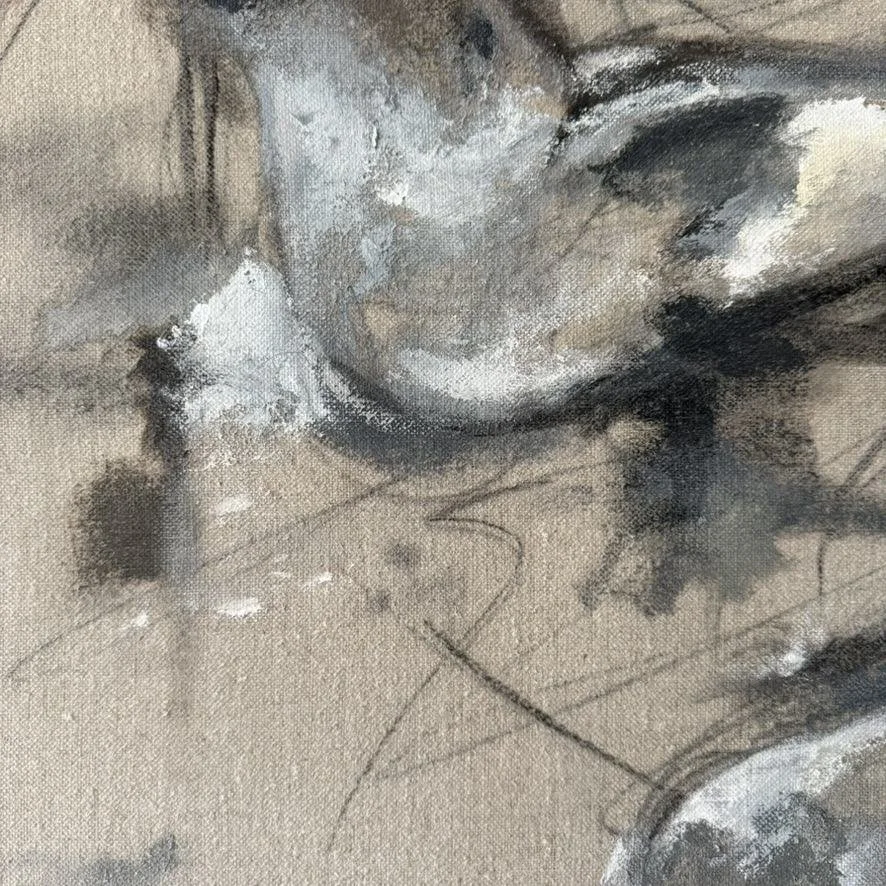 Faceless no.67, acrylic and mixed media on linen, 30x30 inches, Brittney Ciccone - detail