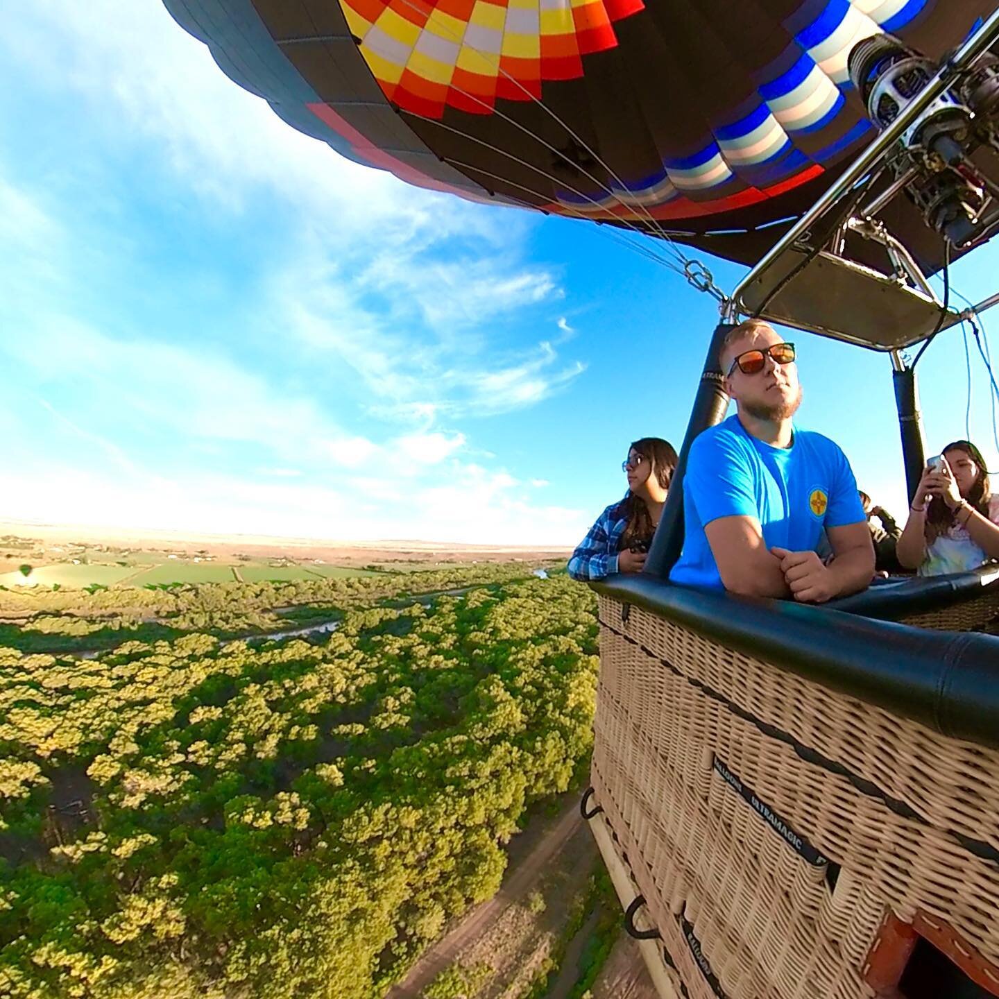 One of our year around flights! #flyalbuquerque #flynewmexico #hotairballoon #adventure #river #trees #clouds #sky #aviation #photooftheday #beautiful #family #albuquerque #awesome