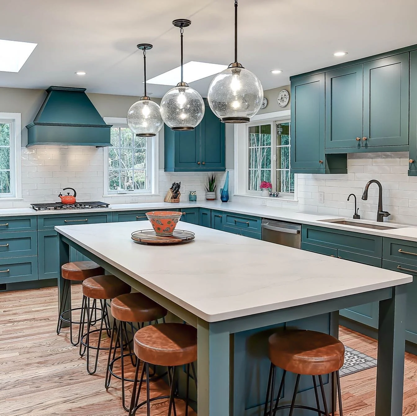 Green with envy. There are a lot of green kitchens getting ready to finish up over the next few weeks. Lots of different shades but green definitely seems to be the color of the moment.