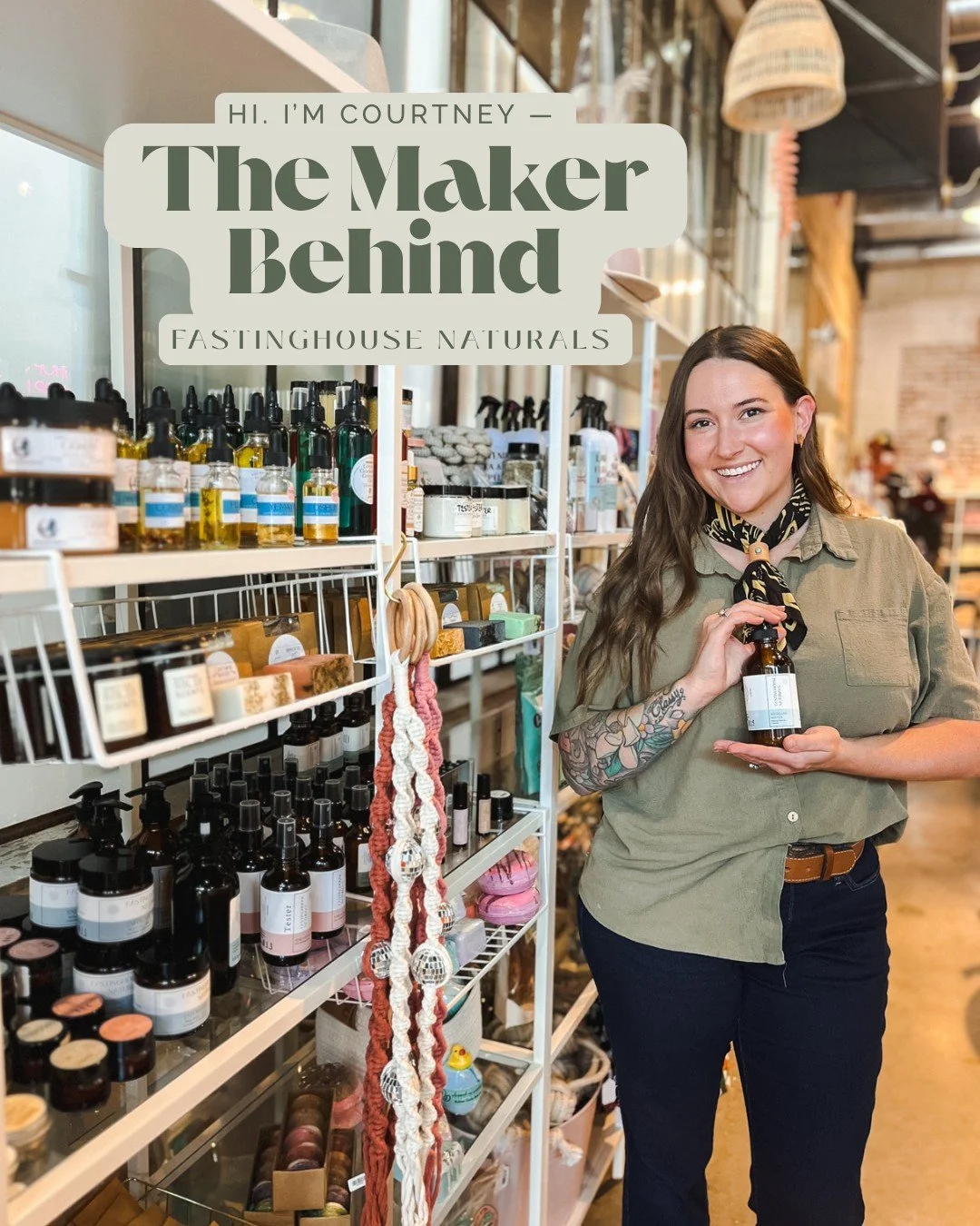 Hi, I&rsquo;m Courtney 🌿✨ the maker + mama behind FastingHouse Naturals.

What started at my kitchen table has grown into a small-batch brand rooted in self-care + sustainability. Every product is crafted with intention, clean ingredients, and a who