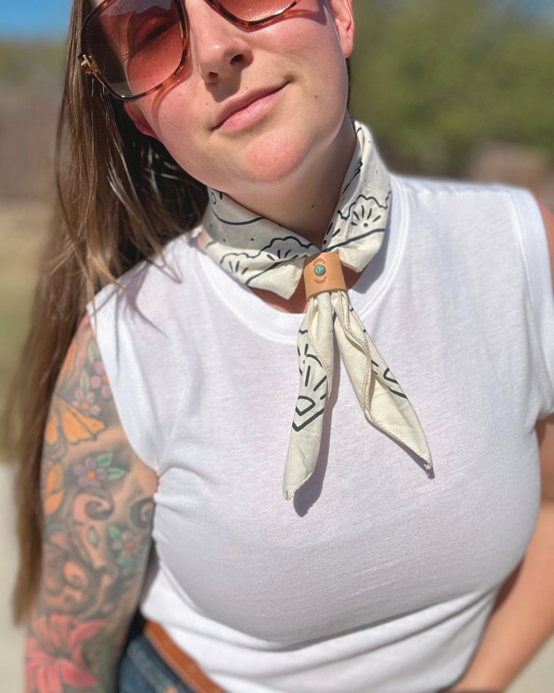 Skyline Drift | Soft Sky Turquoise Leather Bandana Cuff