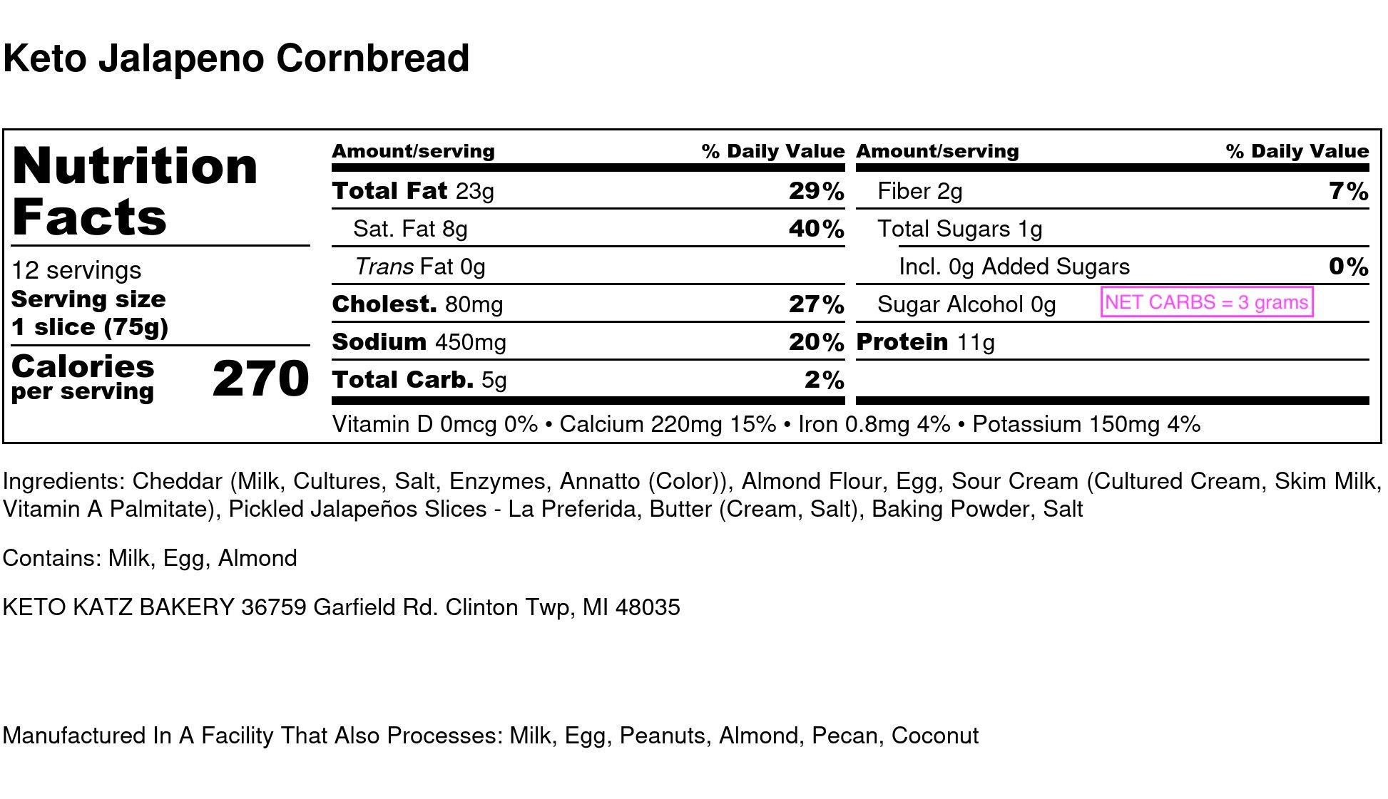 Keto Jalapeno Cornbread - Nutrition Label.jpg