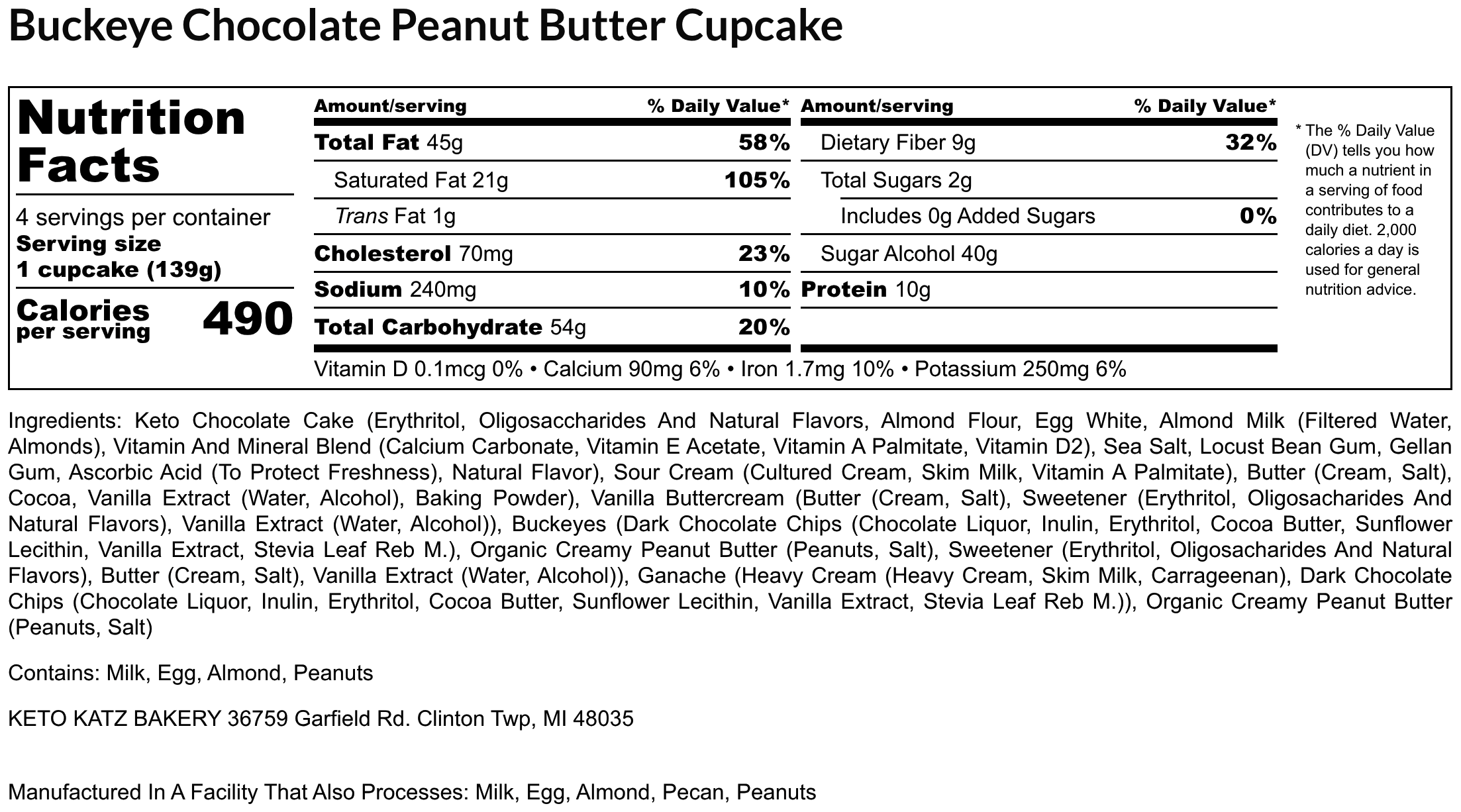 Buckeye Chocolate Peanut Butter Cupcake - Nutrition Label (1).png