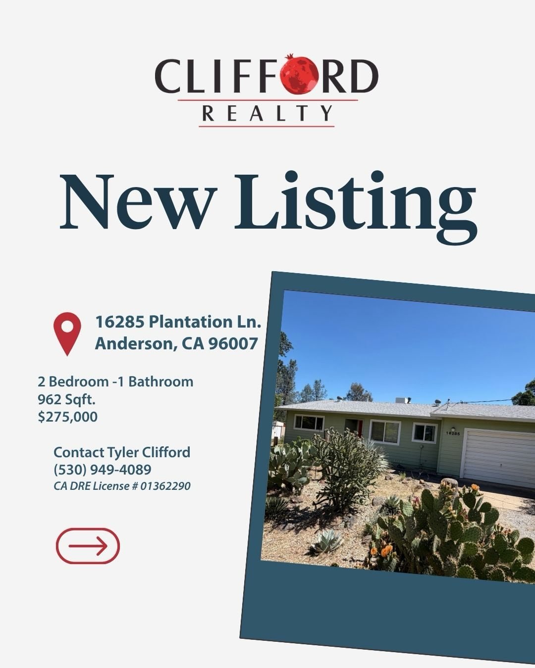 16285 Plantation Ln. Anderson, CA 96007
🔥$275,000!!
Great country home on just under an acre with end of the road privacy. Lots of space for gardening &amp; many raised beds with flowers all around. Inside you will find 2 bedrooms, 1 bathroom, woods