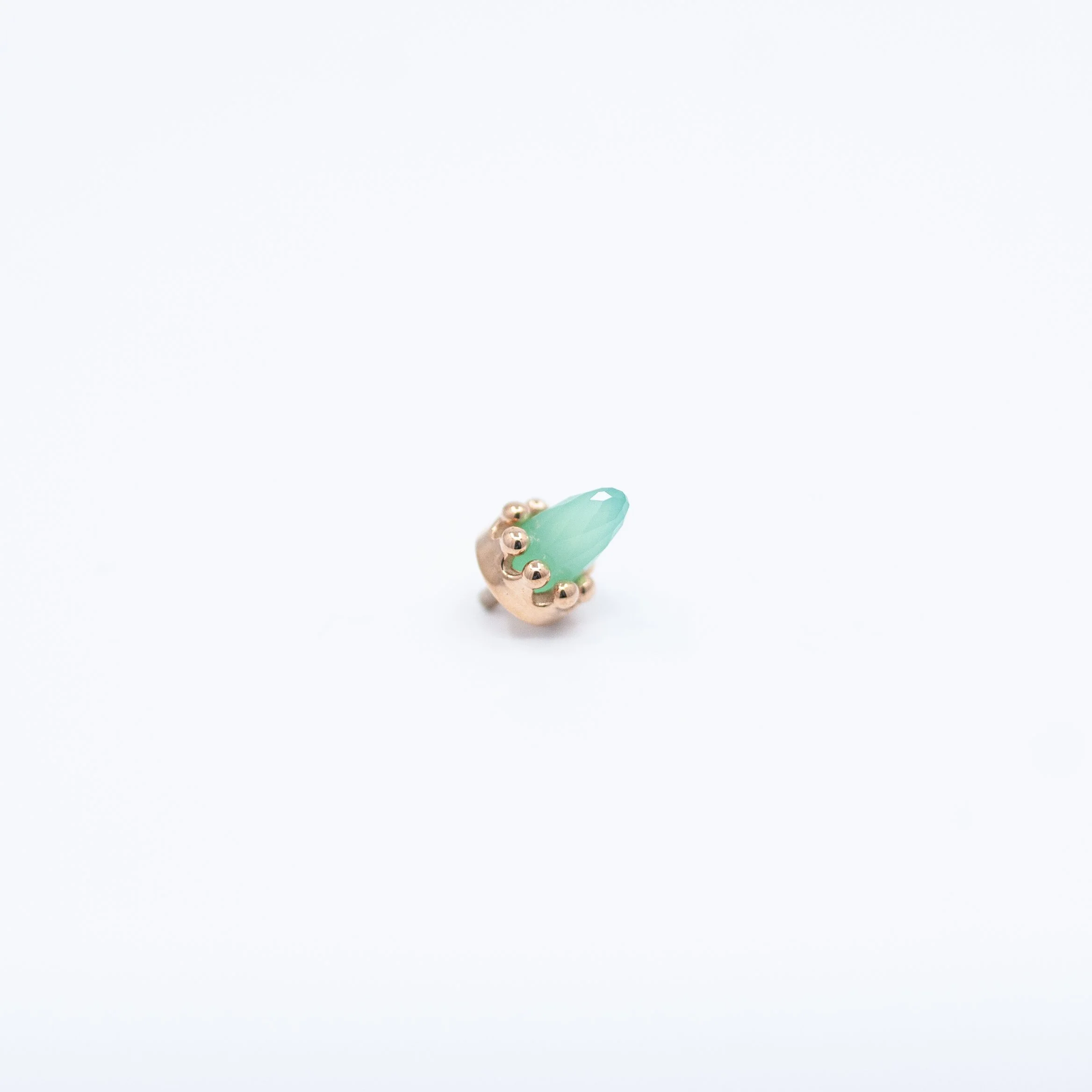 Crown Prong Bullet - Chrysoprase Faceted - 14k Rose Gold - 18g/16g - 6.5x5mm - End - Threaded - BVLA