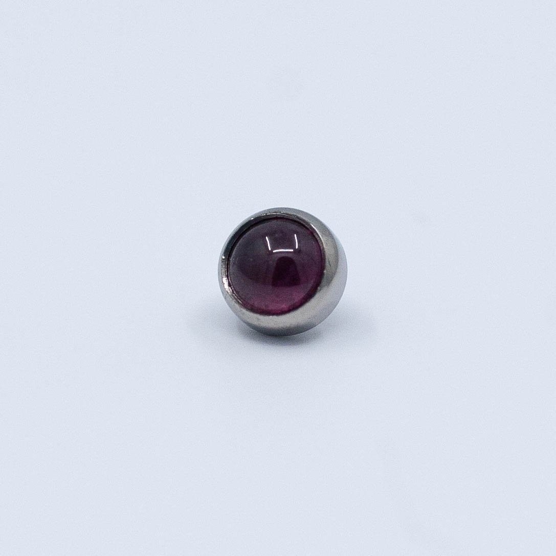 Threaded Bezel - Almandine Garnet - Titanium - 18g/16g - 3.5mm - 3mm - End - Threaded - Industrial Strength