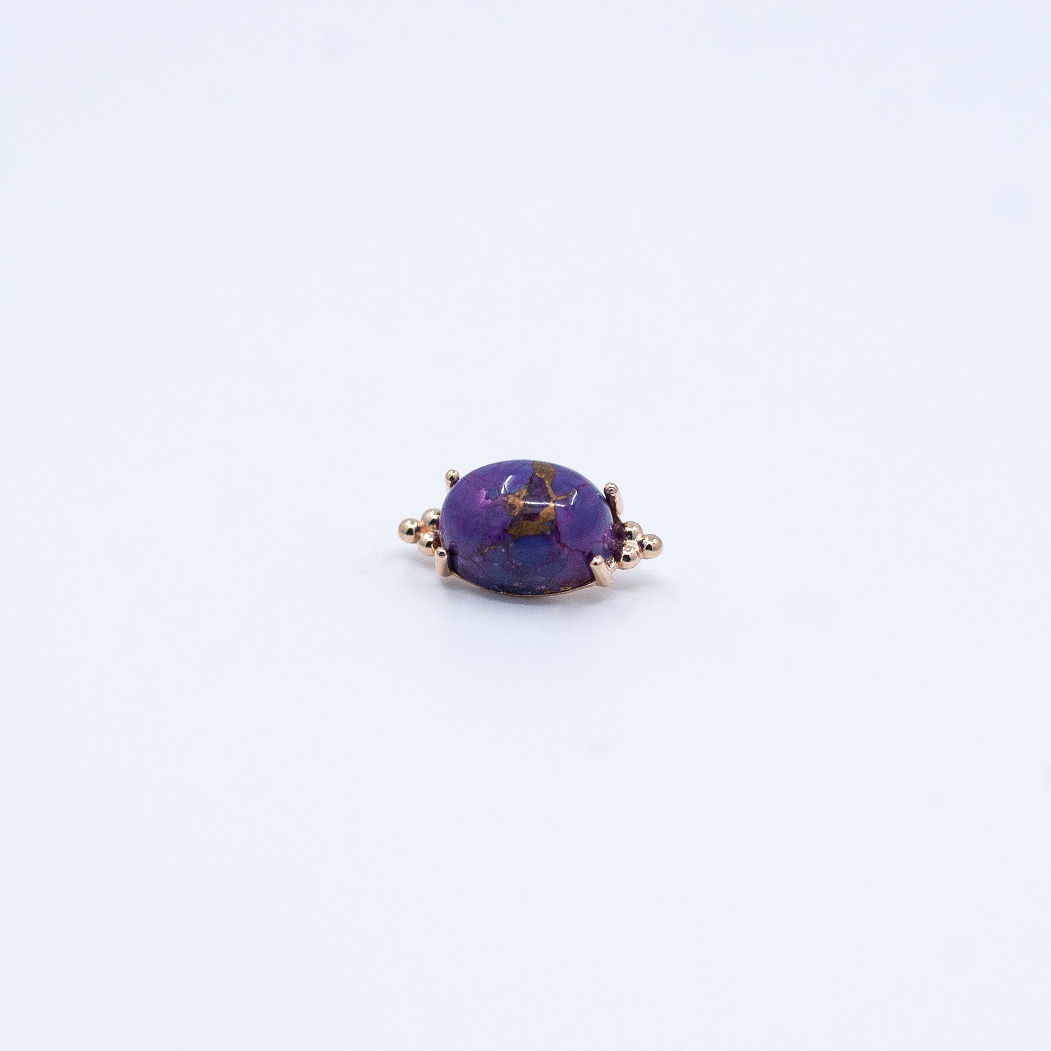 Farata - Purple Copper Turquoise - 18k Rose Gold - 14g/12g - 13x6mm - Threaded - End - Anatometal