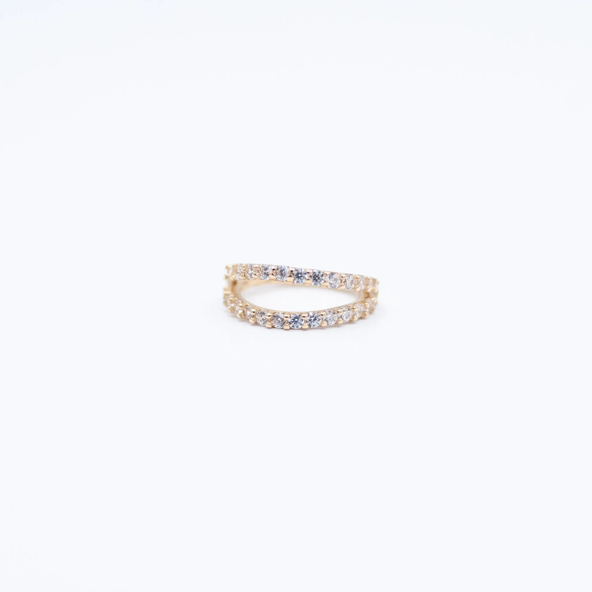 Double Gemmed Clicker - White CZ - 14k Yellow Gold - 18g - 5/16" - 1.25mm - Ring - Sun Piercer
