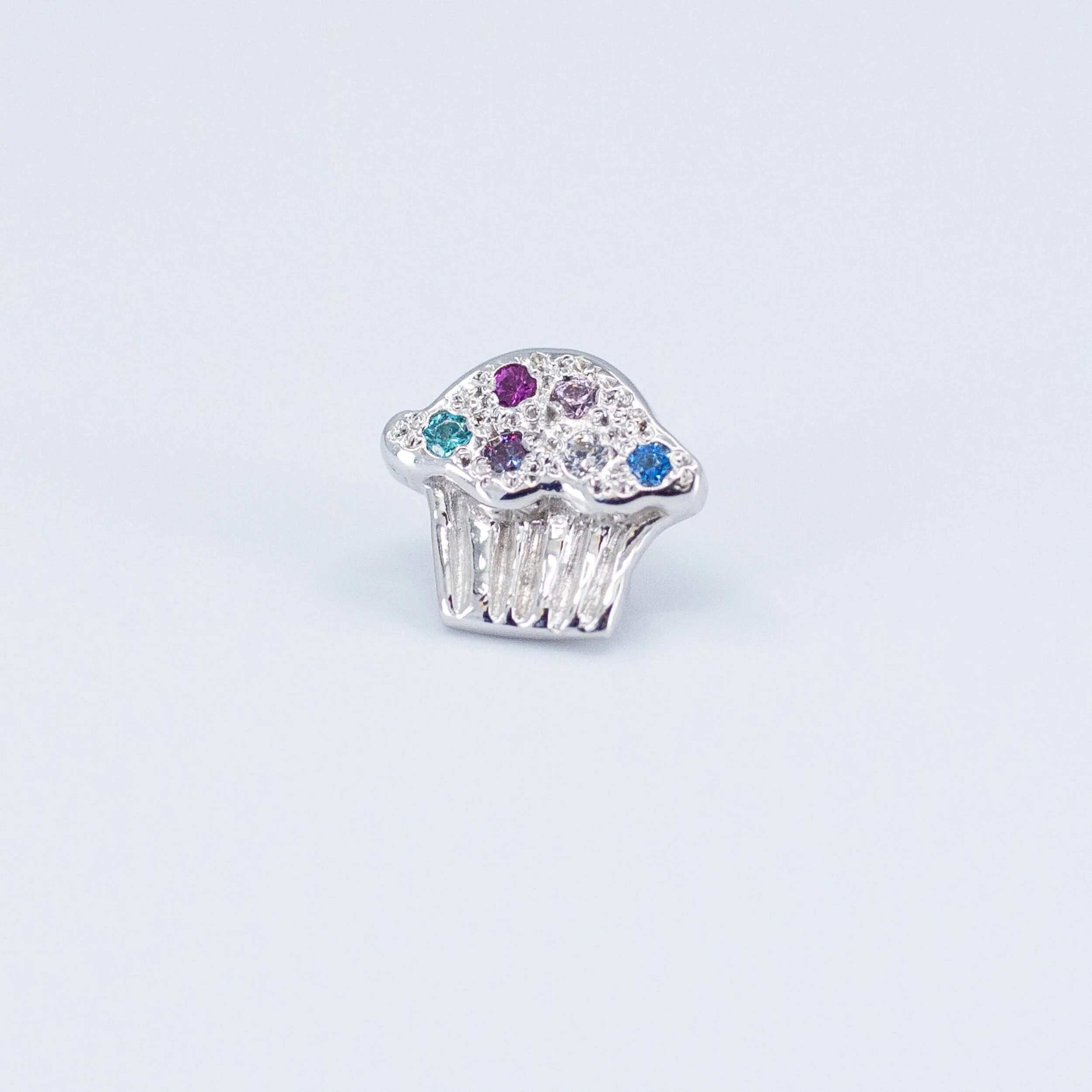 Cupcake - Assorted CZs - 14k White Gold - 16g - 7mm -Threaded - BVLA - Modern Ritual