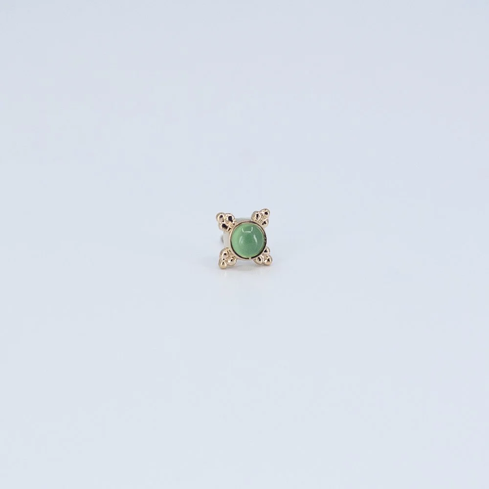 Mini Kandy - Chrysoprase - 14k Yellow Gold - 18g/16g - 5mm - Threadless - End - BVLA