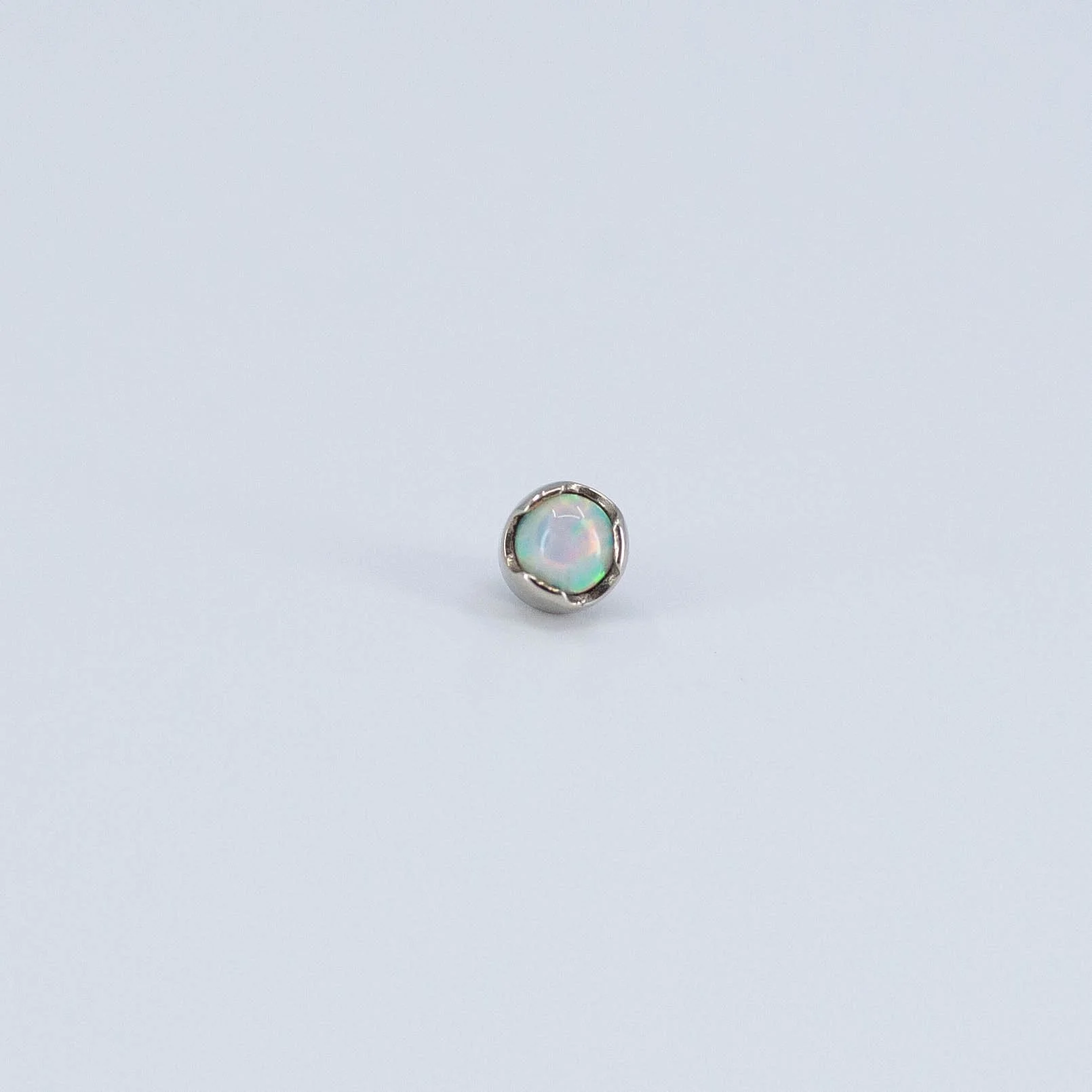 Prong - White Opal - 18k White Gold - 18g/16g - 2.5mm - End - Threaded - Anatometal