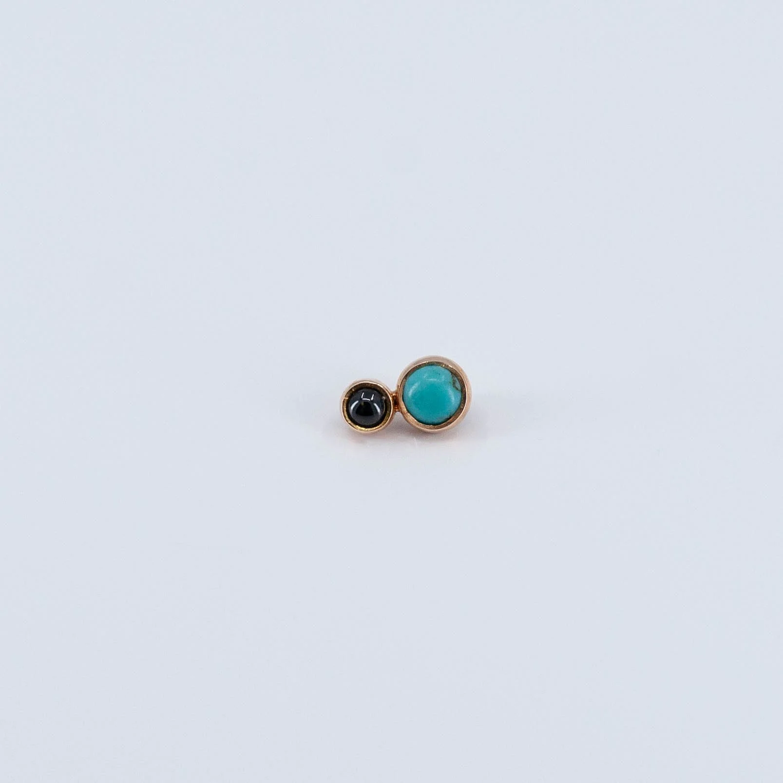 2 Gem Cluster - Turquoise/Black Onyx - 18k Rose Gold - 18g/16g - 6x3.5mm - End - Threaded - Anatometal