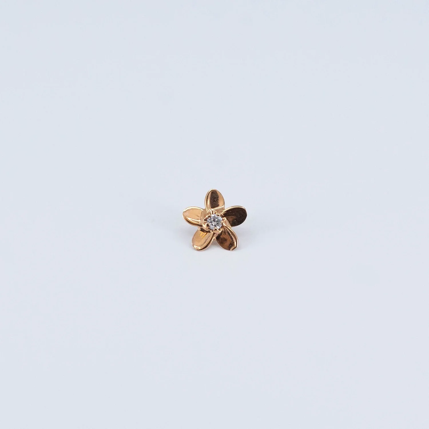 Plumeria - Diamond - 18k Rose Gold - 18g/16g - 6mm - End 