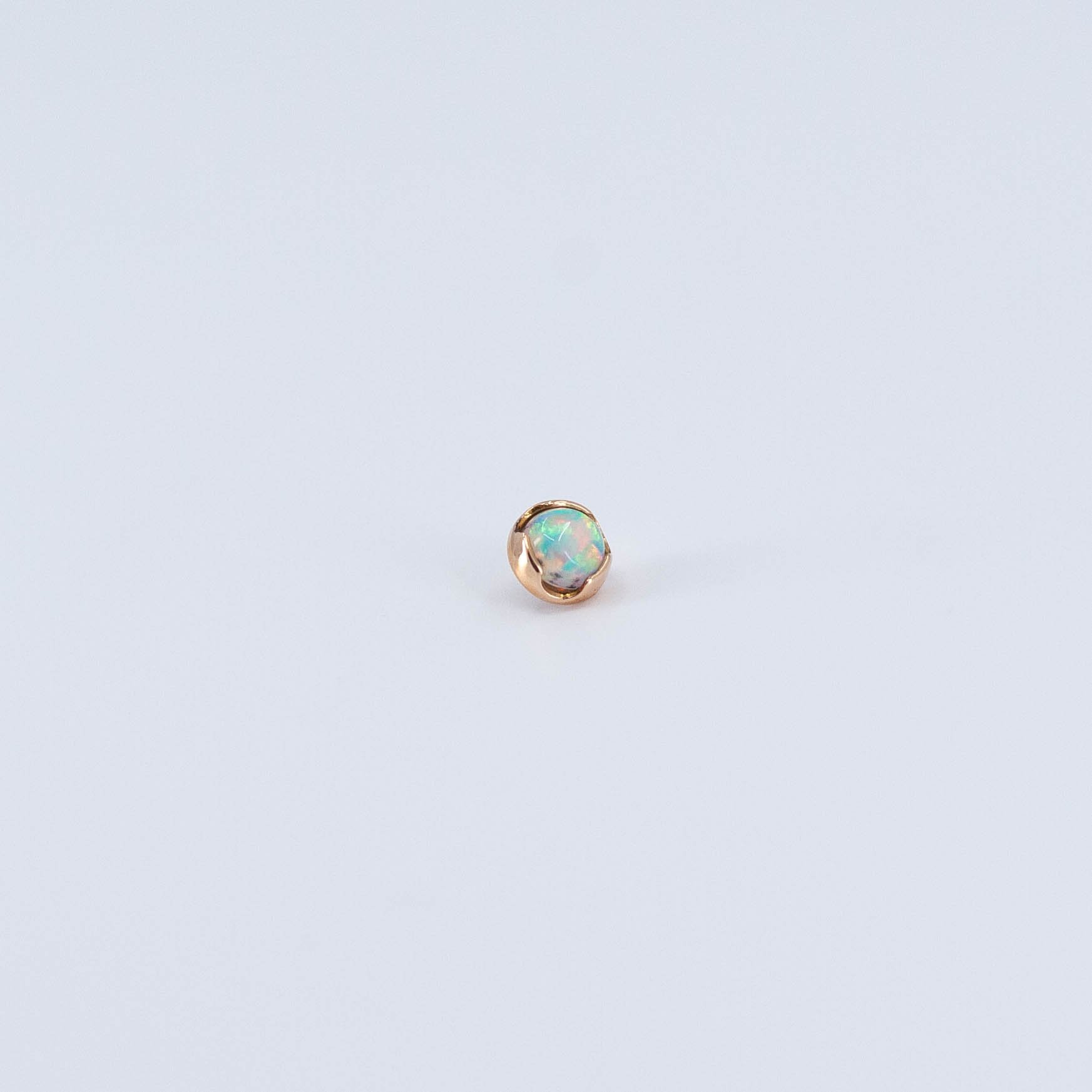Prong - White Opal - 18k Rose Gold - 18g/16g - 3.5mm - End - Threaded - Anatometal