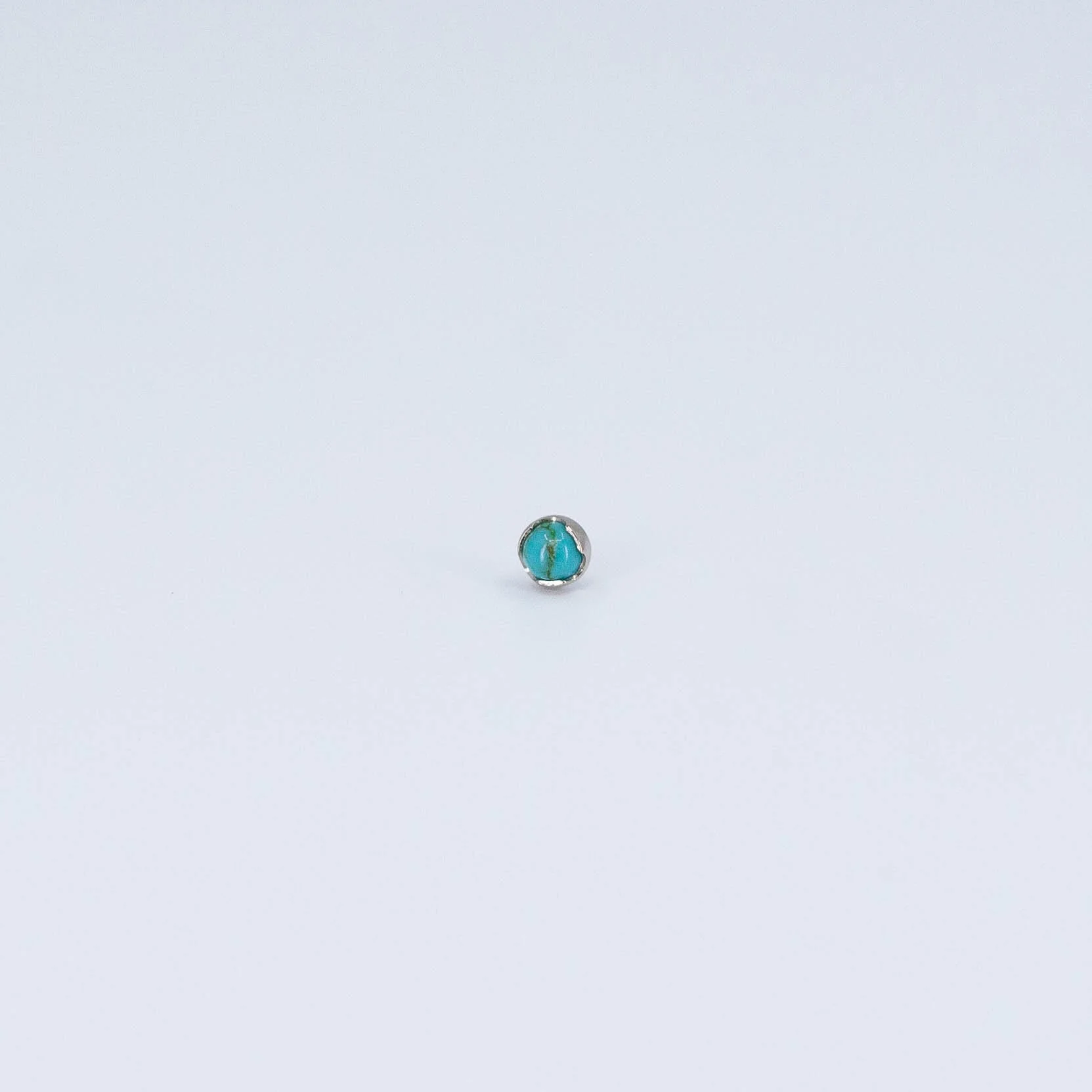 Prong - Synthetic Turquoise - 18k White Gold - 18g/16g - 3mm - End - Threadless - Anatometal