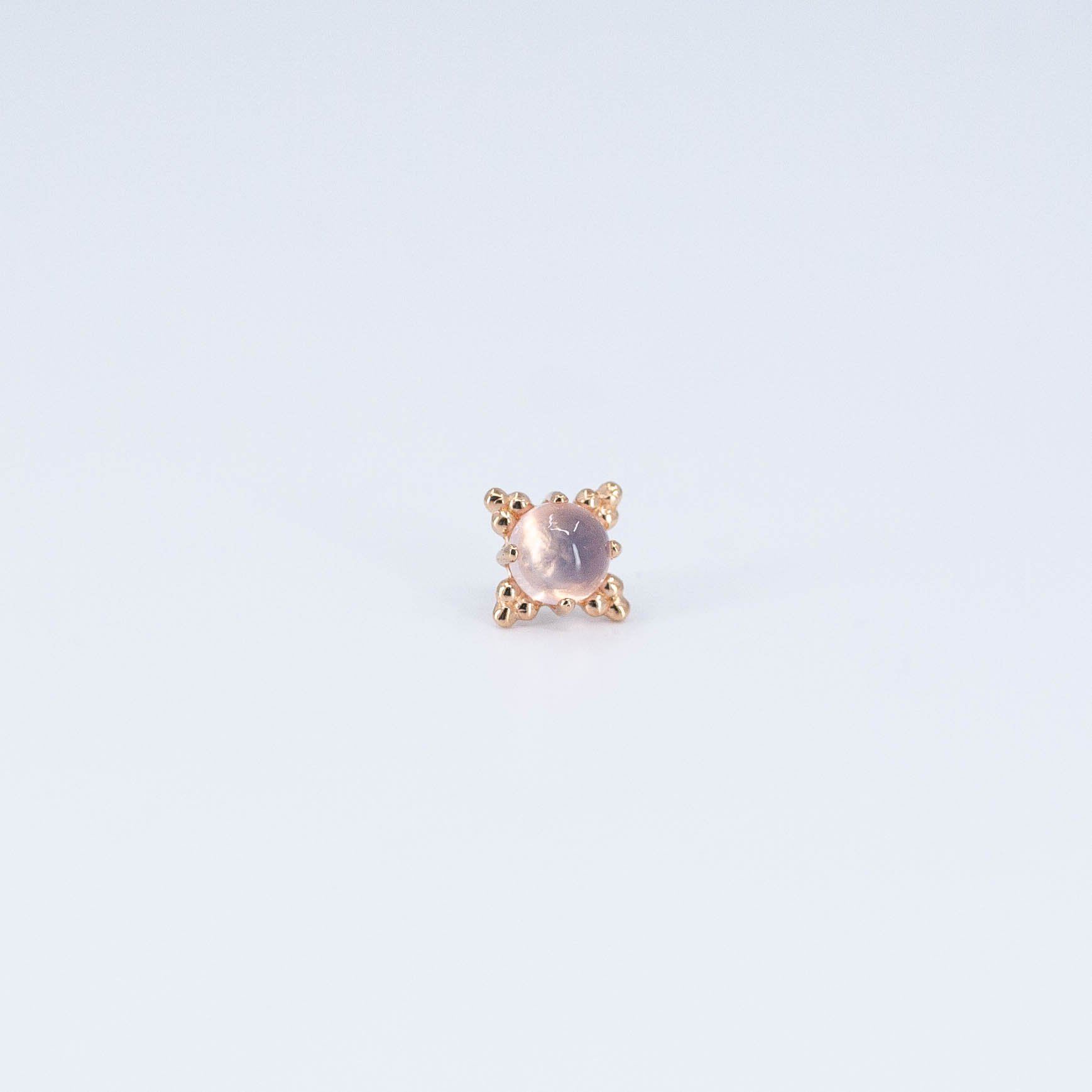 Zia - Rainbow Moonstone Cabochon - 18k Rose Gold - 18g/16g - 4mm - End - Threadless - Anatometal