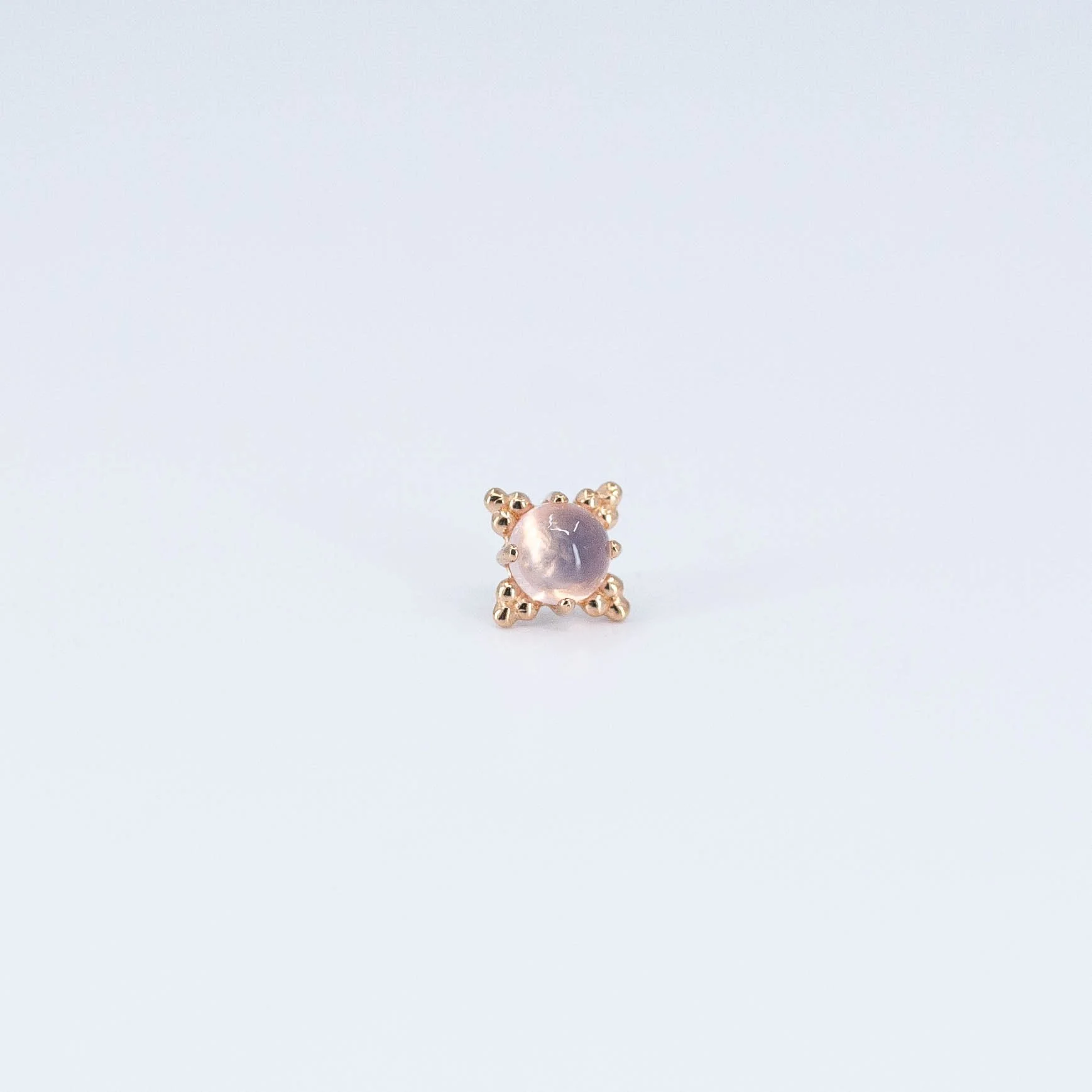 Zia - Rainbow Moonstone Cabochon - 18k Rose Gold - 18g/16g - 4mm - End - Threadless - Anatometal
