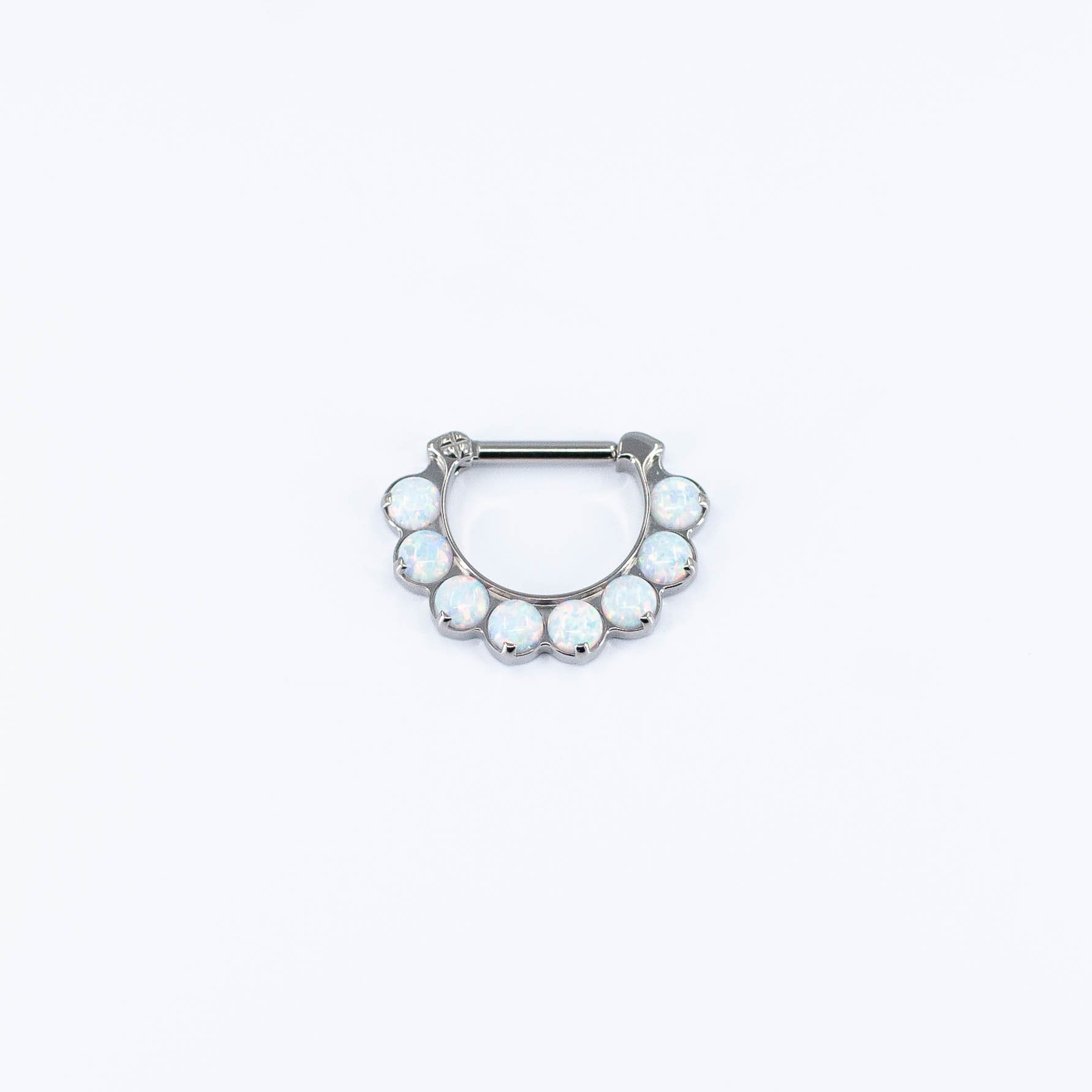 Odyssey #12 - 16g - White Opal - 5/16"x5/16" - 3mm - Titanium - Clicker - Industrial Strength