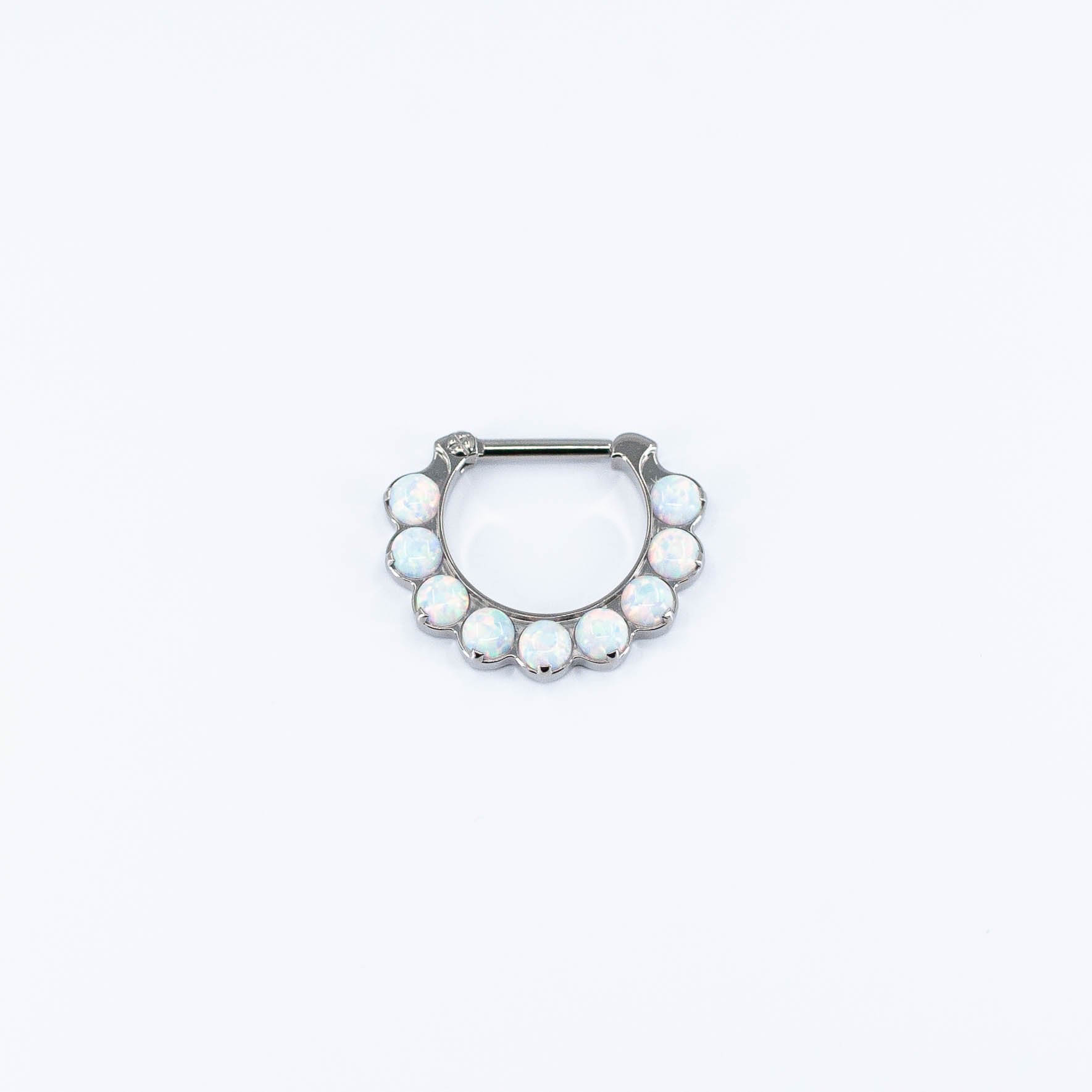 Odyssey #12 - 16g - White Opal - 5/16"x3/8" - 3mm - Titanium - Clicker - Industrial Strength