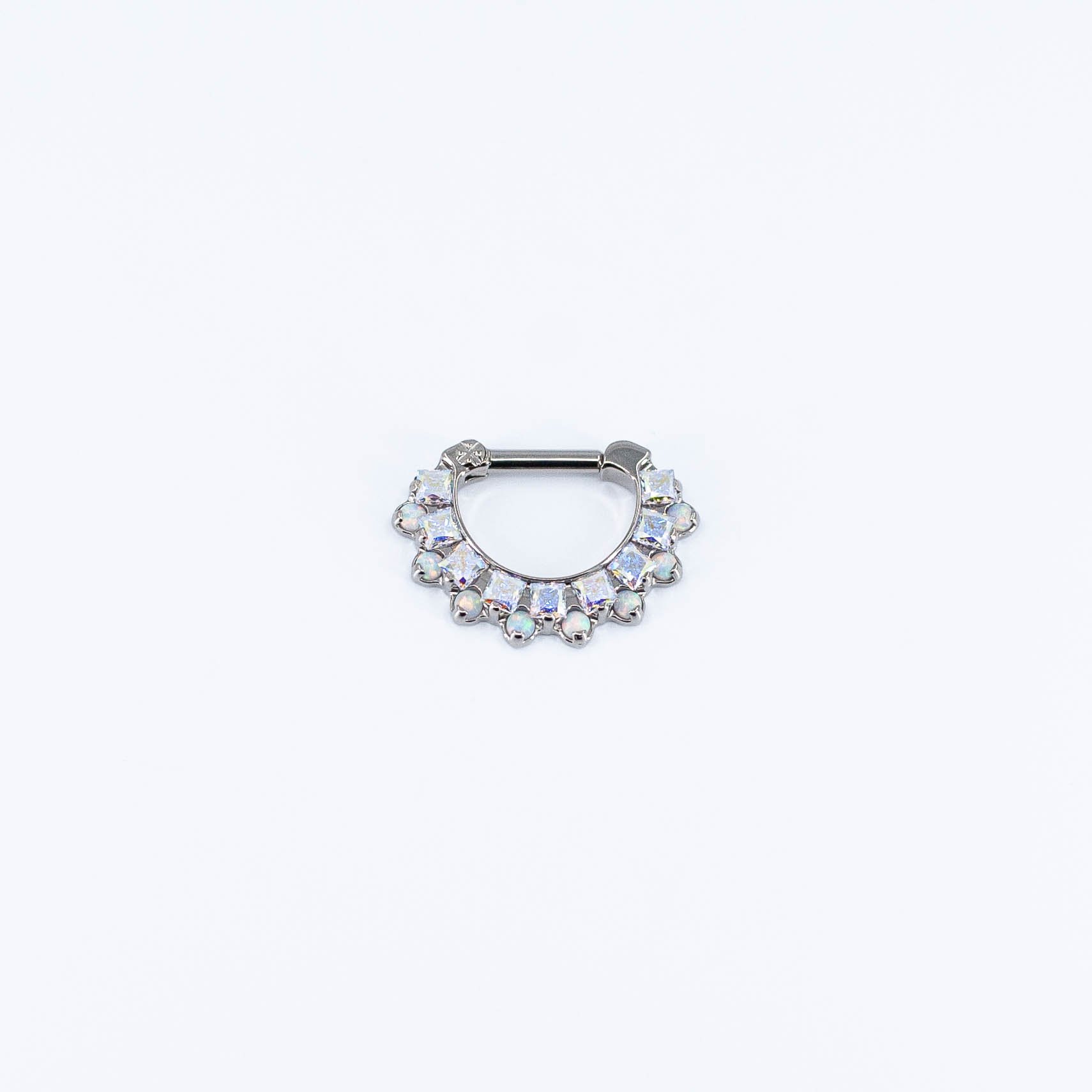 Odyssey Aphrodite - 16g - Aurora Borealis, White Opal - 1/4"x1/4" - 2mm, 1.5mm - Titanium - Clicker - Industrial Strength