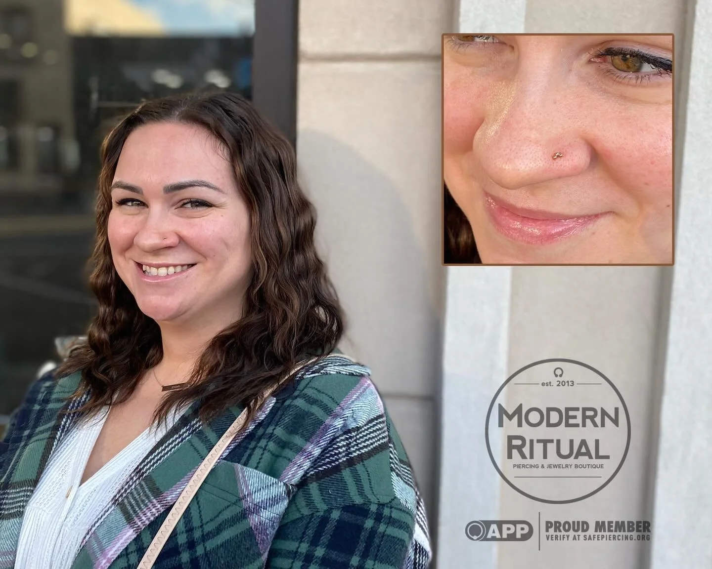 Fresh nostril piercing by Rob with a 14k Bead Arc from @bvla ! Rob is in the shop today and tomorrow this week so give us a call for an appointment!