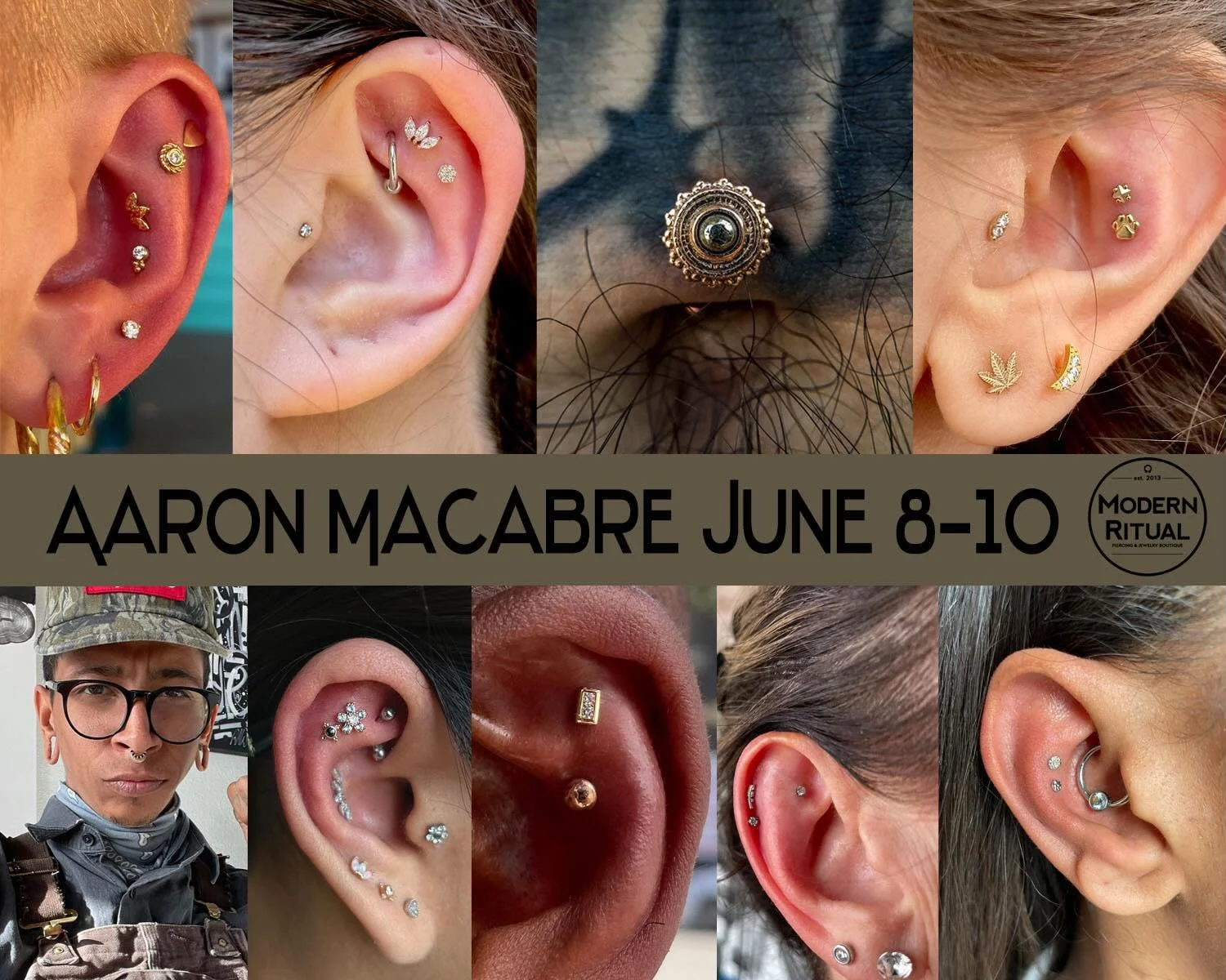 We are super excited to announce our guest piercer @nativewarriorholes that will be joining us June 8th-10th! Aaron still has openings available for all three days, call and make an appointment!