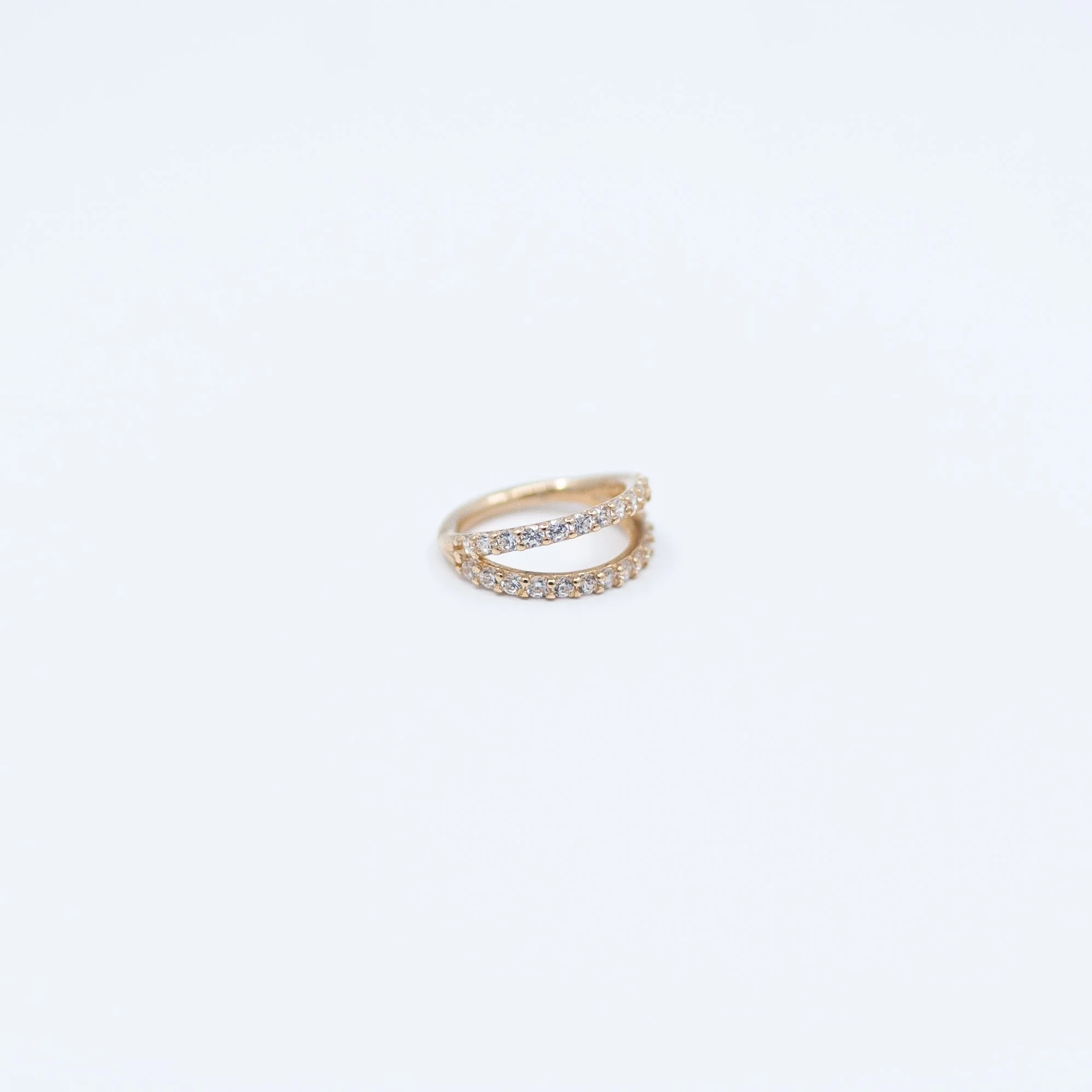 2 Row Gemmed Clicker - White CZ - 14k Yellow Gold - 16g - 5/16" - 1mm - Clicker - Sun Piercer