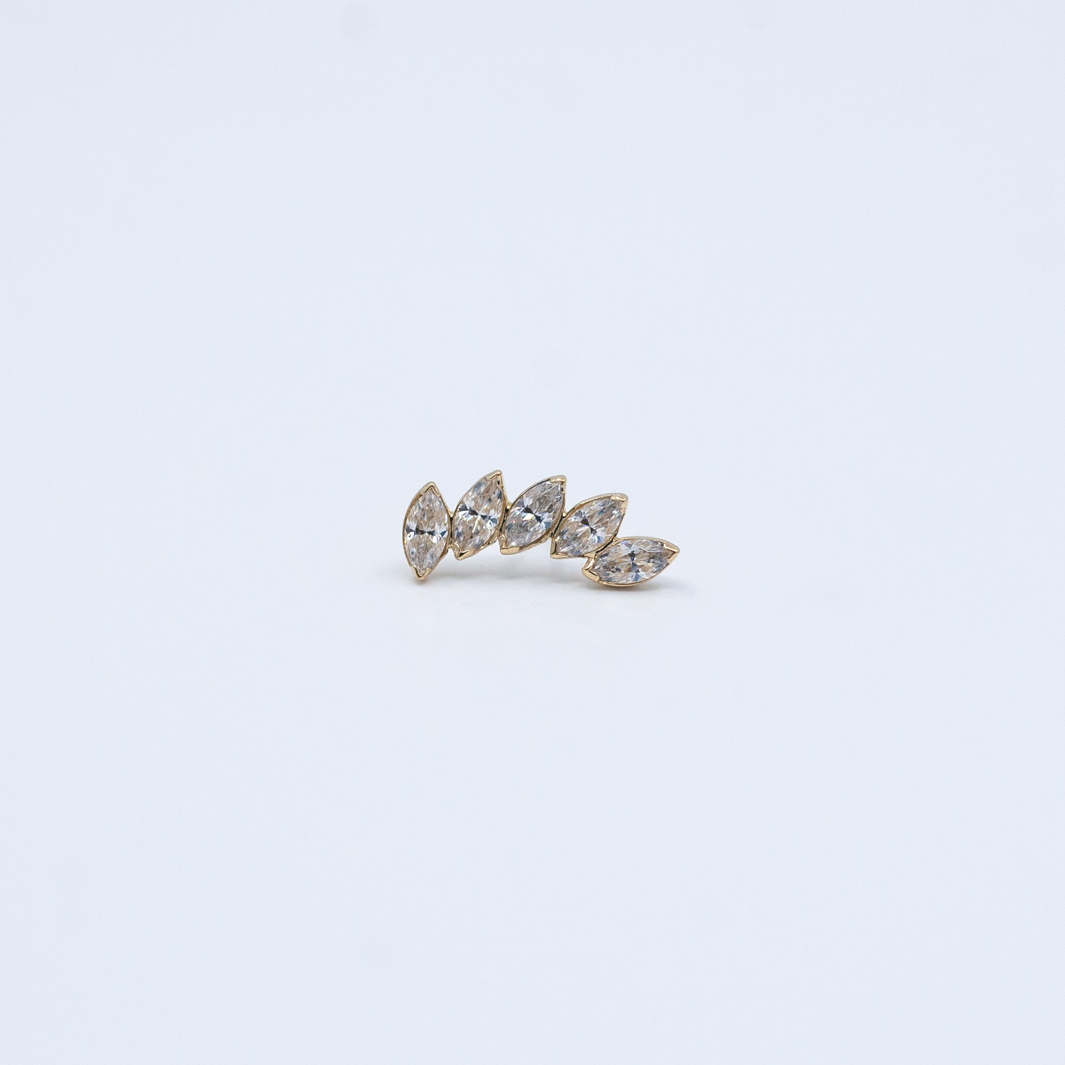 5 Gem Fanfare Right - White CZ - 18k Yellow Gold - 18g/16g - 10x4mm - End - Threadless - Anatometal