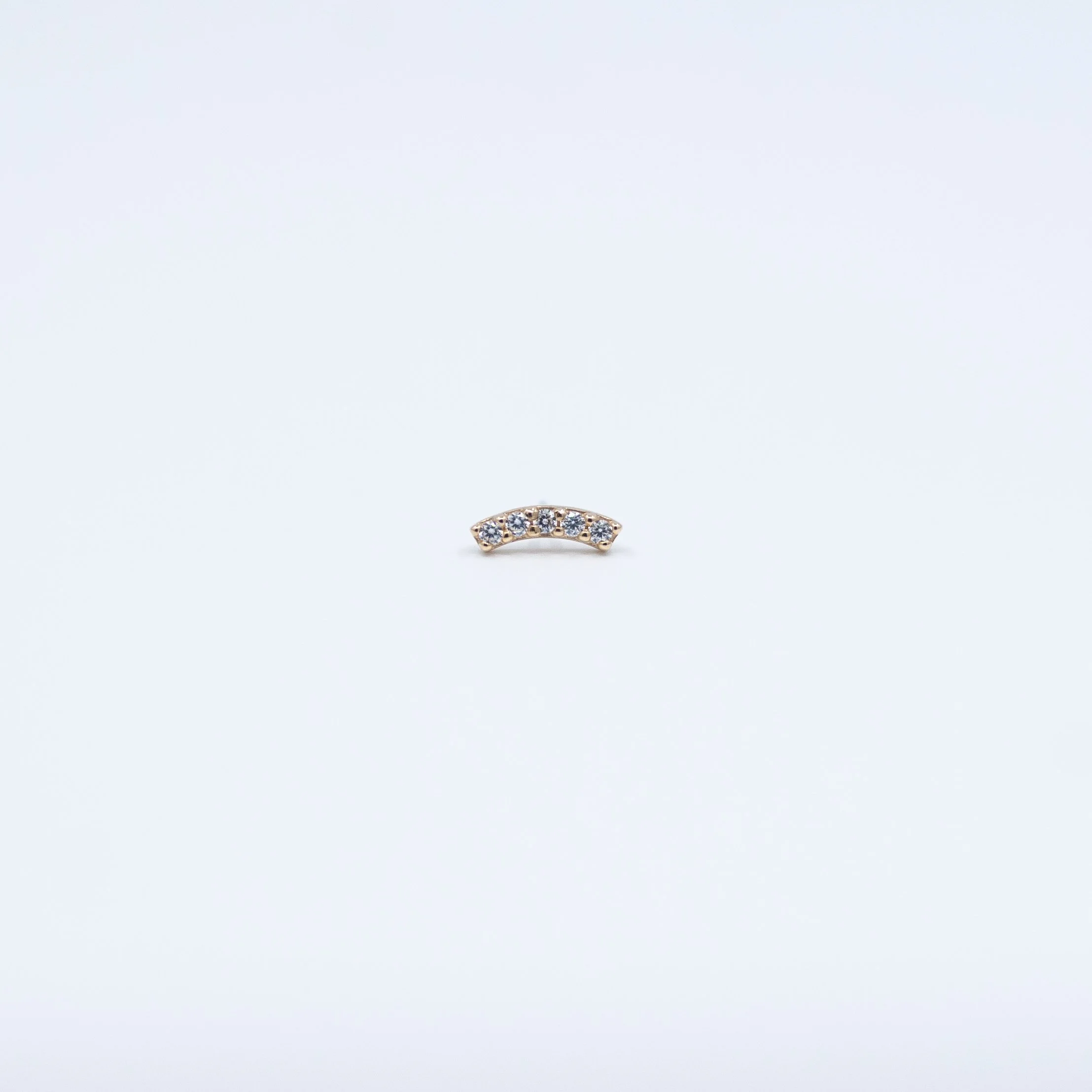5 Gem Arch - White CZ - 14k Yellow Gold - 18g/16g - 6x2mm - 1.25mm(5) - End - Threadless - Sun Piercer