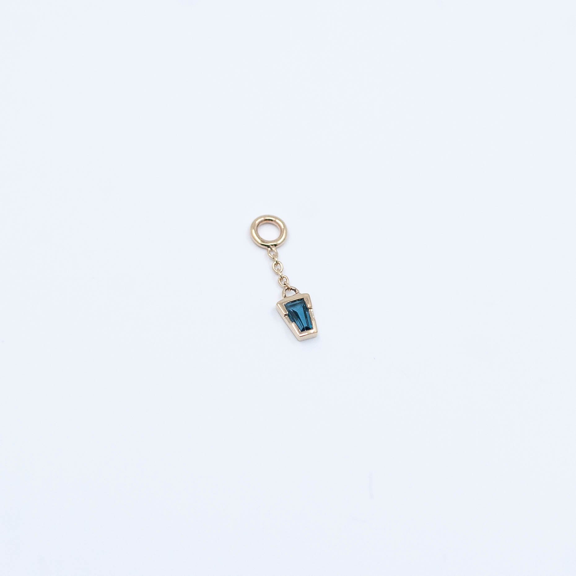 Linda Charm - London Blue Topaz - 14k Yellow Gold - 18g/16g/14g - 9x3mm - 3x2mm - Chain - Tether