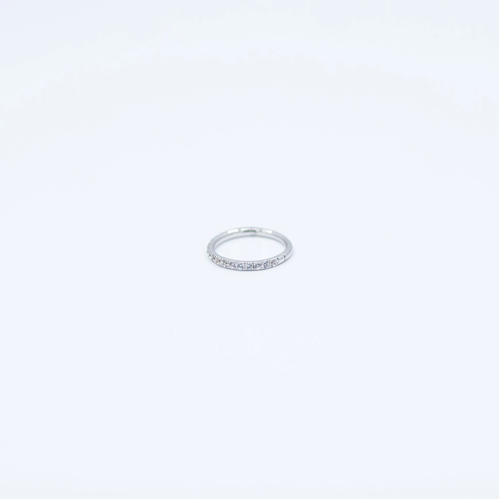 Inline Gemmed Clicker - 14k White Gold - White CZ - 1mm - 18g - 11/32" - Clicker - Sun Piercer