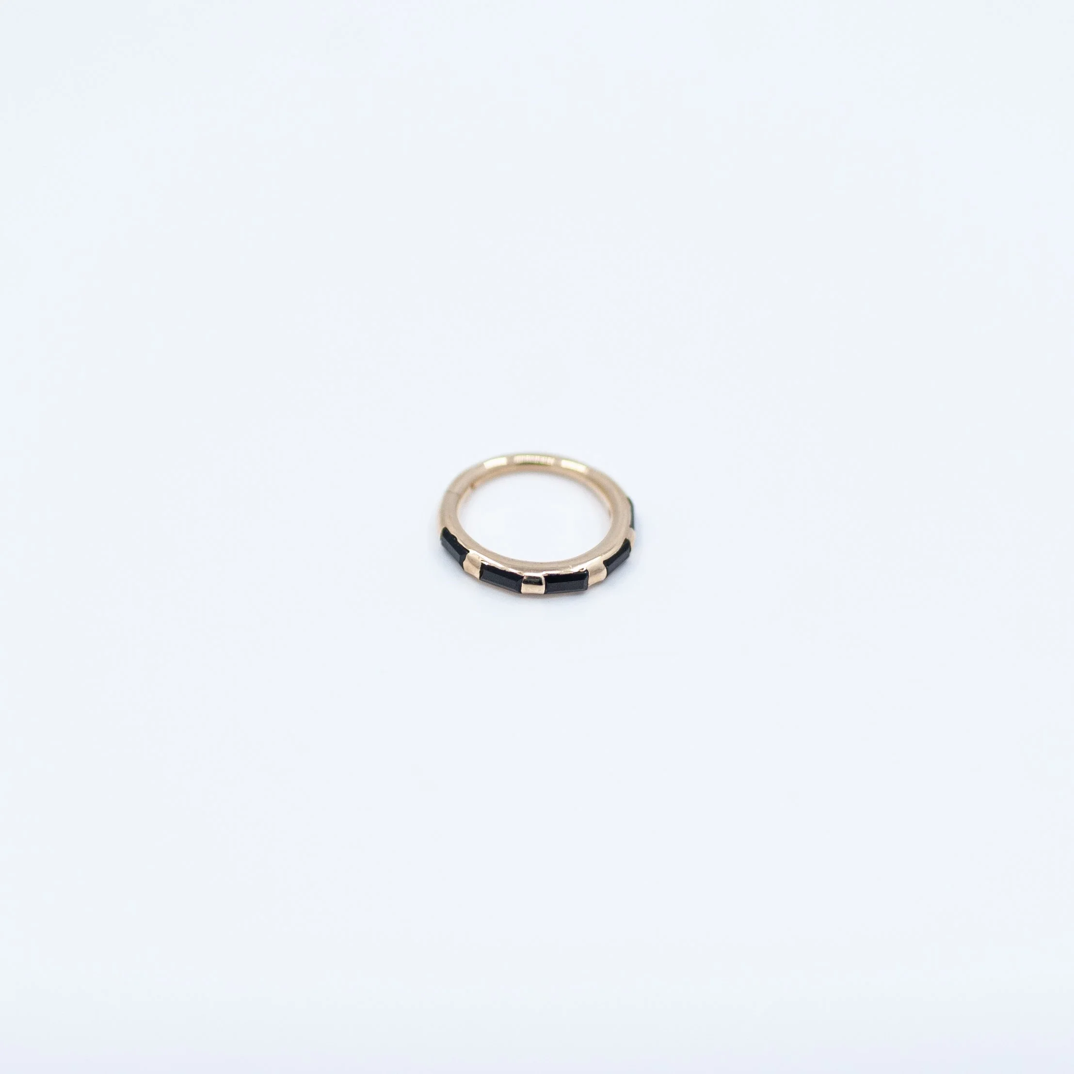 Baguette Inline Clicker - 14k Yellow Gold - Black CZ - 3mmx1.5mm - 18g - 5/16" - Clicker - Sun Piercer