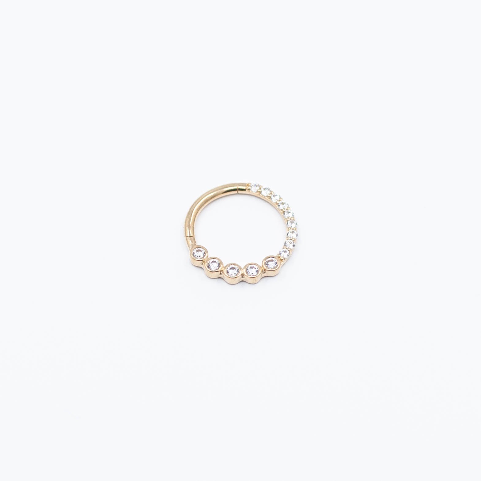Front Row - White CZ - 14k Yellow Gold - 3/8" - 16g - Clicker - Ember