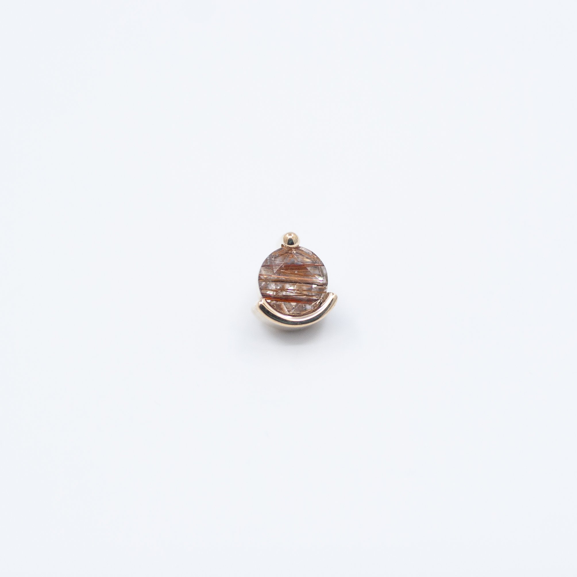 Galileo - Copper Rutilated Quartz- 14k Yellow Gold - 18g/16g - 5.5x5mm - 4mm - End - Threaded - BVLA
