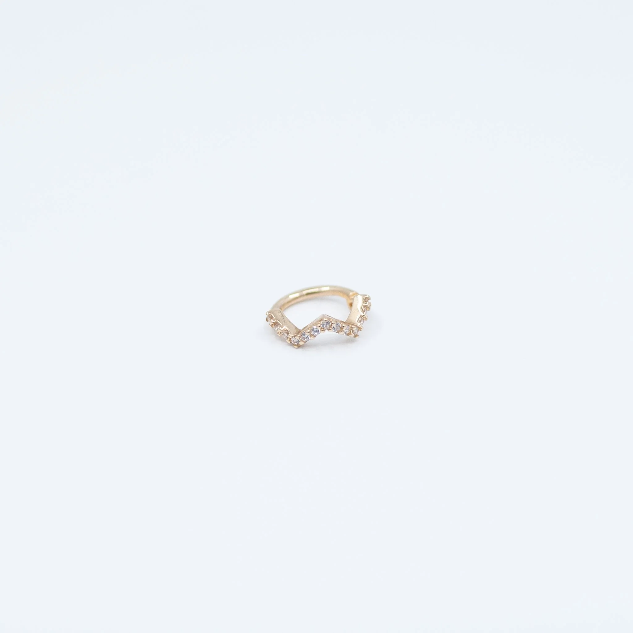 Zig Zag Cuff Clicker - White CZ - 14k Yellow Gold - 16g - 5/16" - 1mm - Clicker - Sun Piercer
