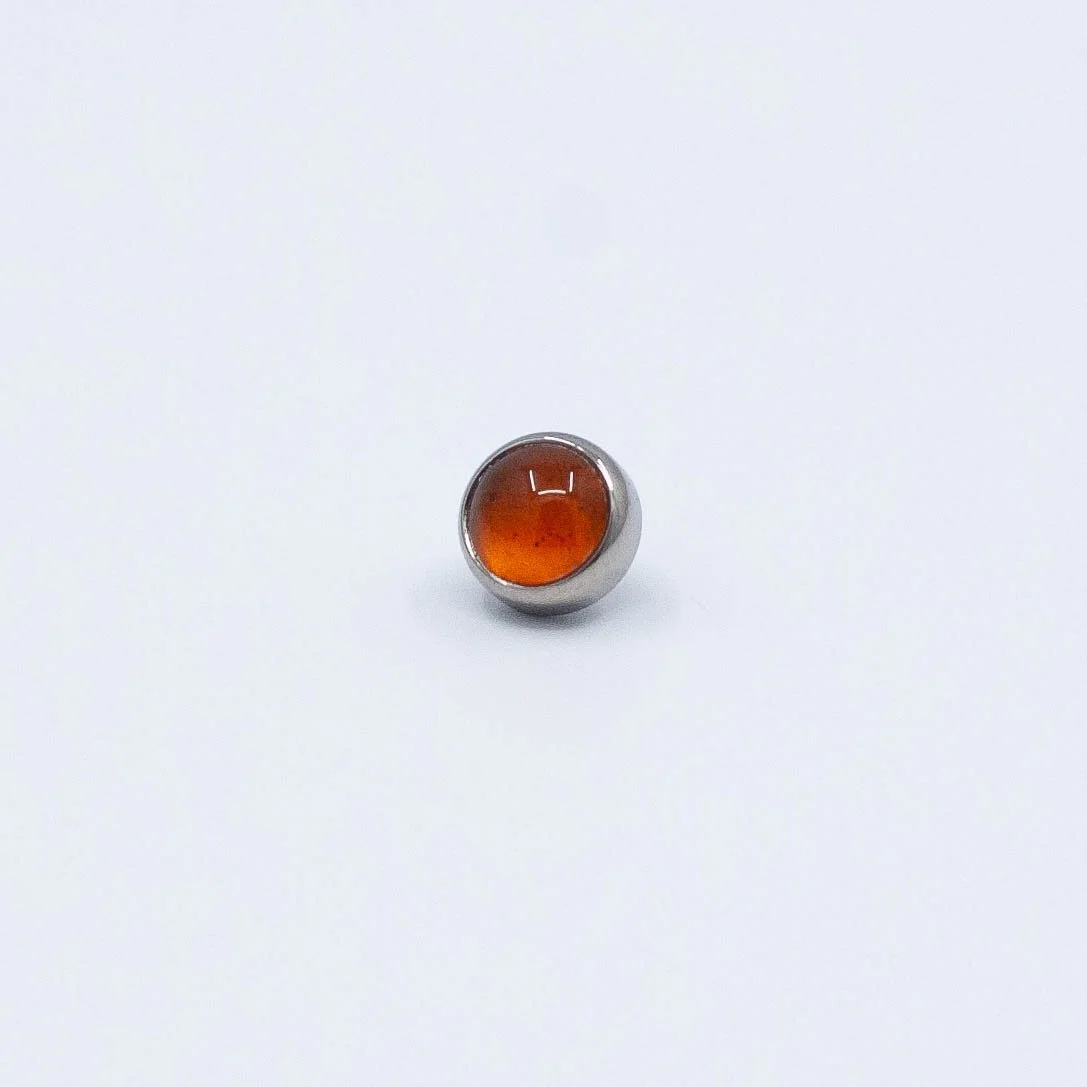 Threaded Bezel - Amber - Titanium - 18g/16g - 3.5mm - 3mm - End - Threaded - Industrial Strength
