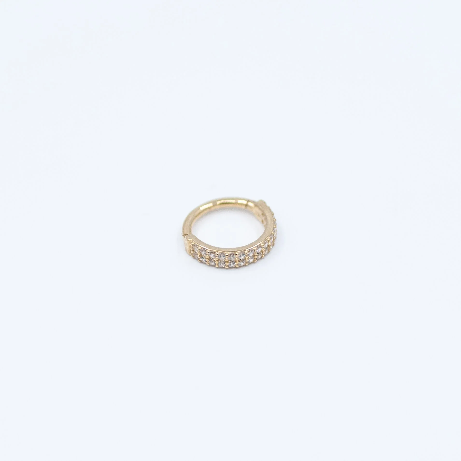 2 Row Gemmed Inline Clicker - White CZ - 14k Yellow Gold - 16g - 5/16" - 1.25mm - Clicker - Sun Piercer