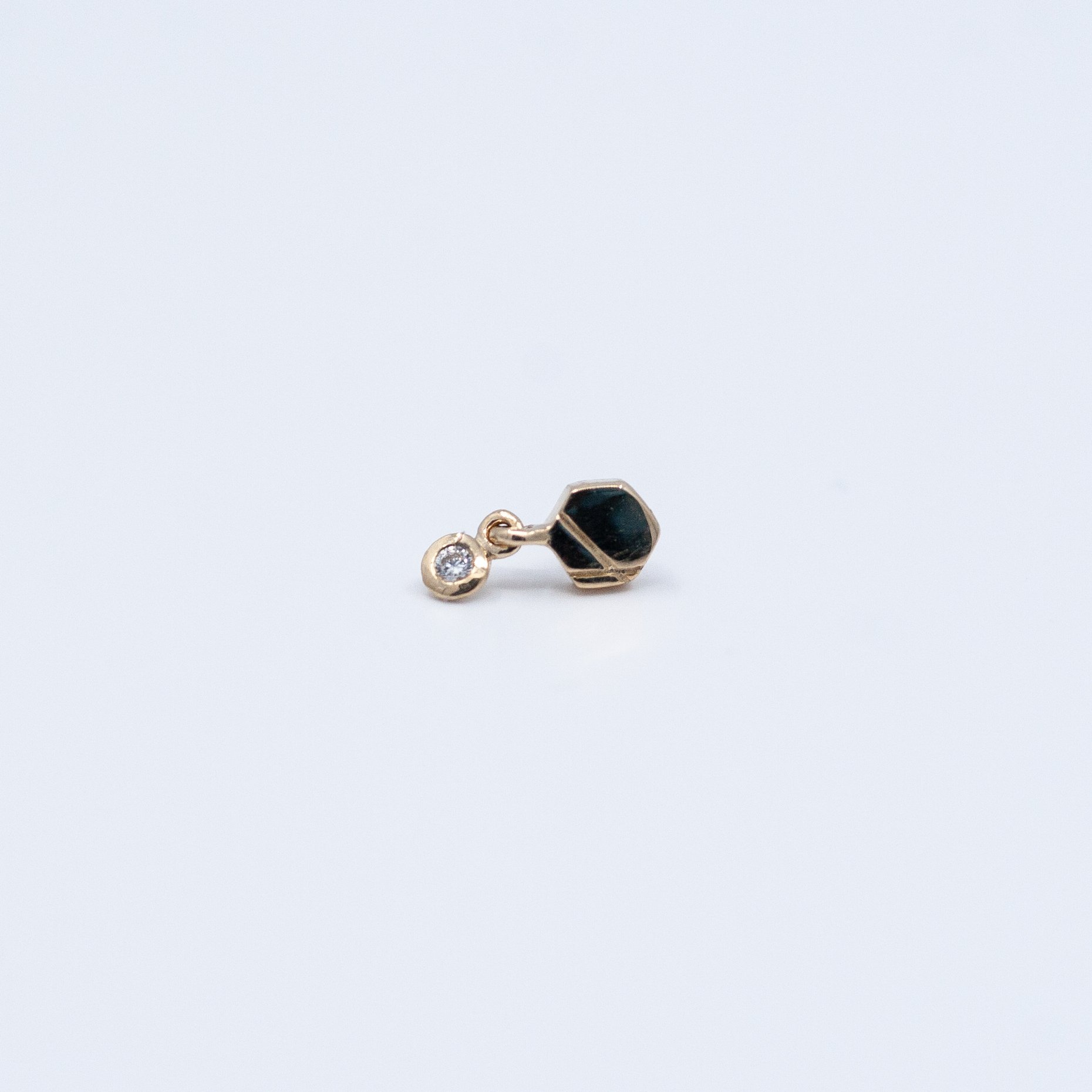 Hex Diamond Drop - Diamond - 14k Yellow Gold - 18g/16g - 2.75x8.25mm - End - Threadless - Tether