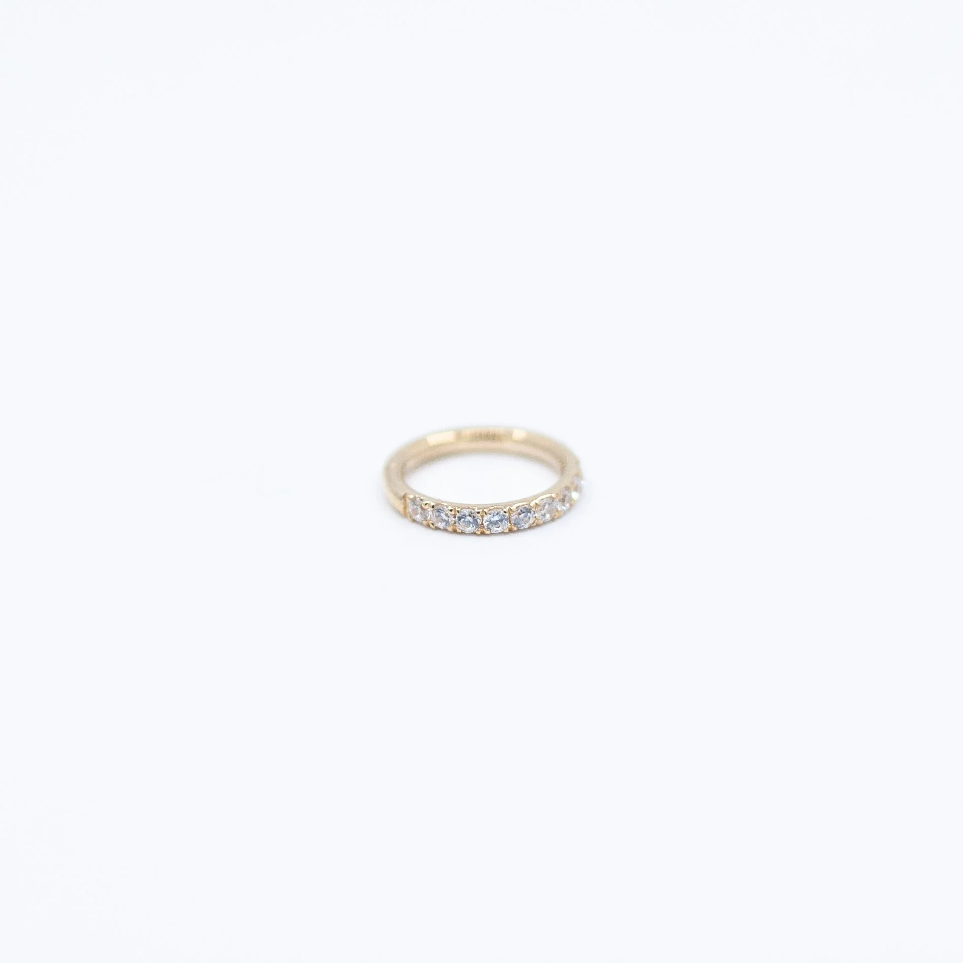 Inline Clicker - White CZ - 14k Yellow Gold - 18g - 1/4" - 1.5mm - Ring - Sun Piercer