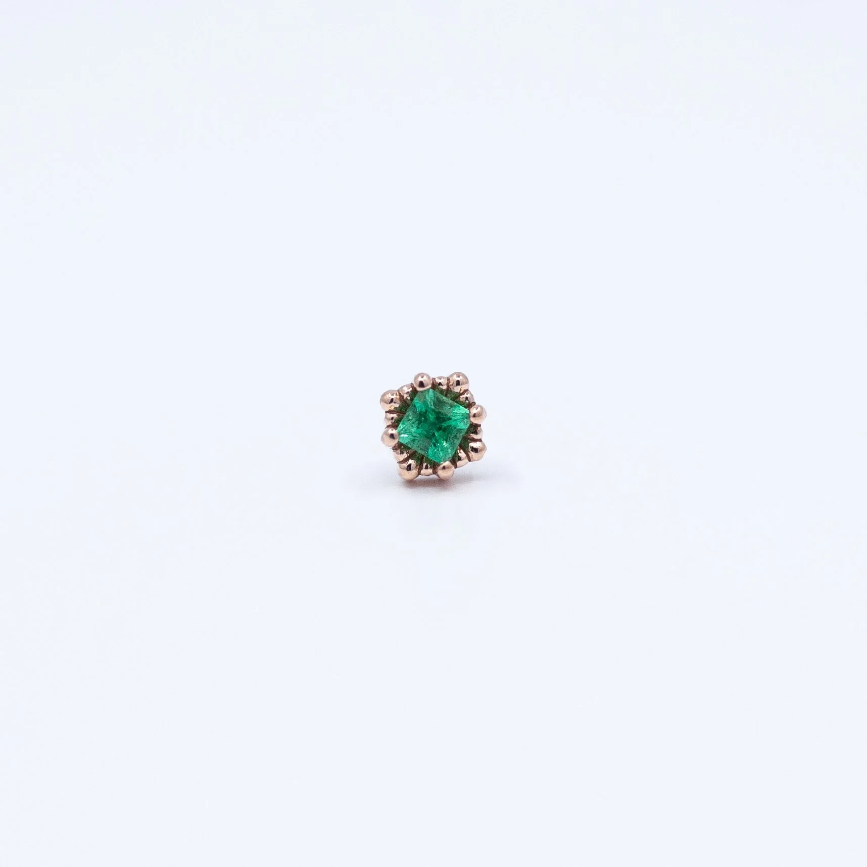 Melange - Emerald - 14k Rose Gold - 18g/16g - 4mm - 3mm - End - Threadless - Tether